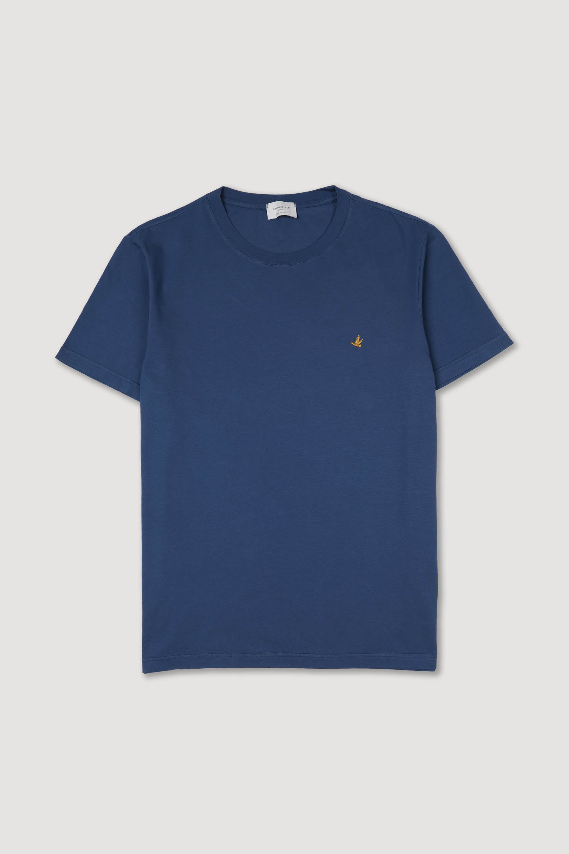 Cotton jersey t-shirt with embroidered logo. Blue - Denim