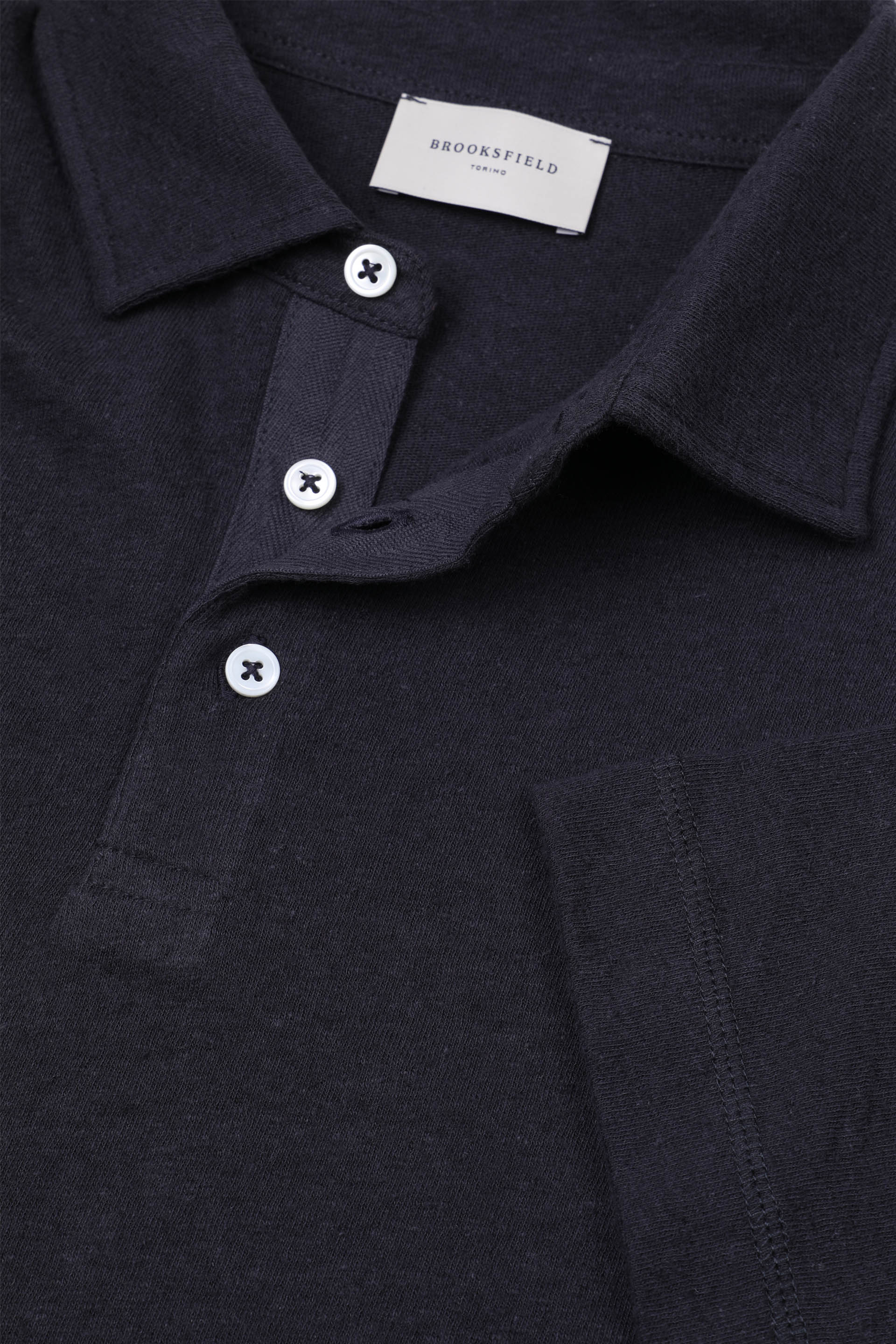 Polo in jersey di lino misto cotone. Blu - Navy