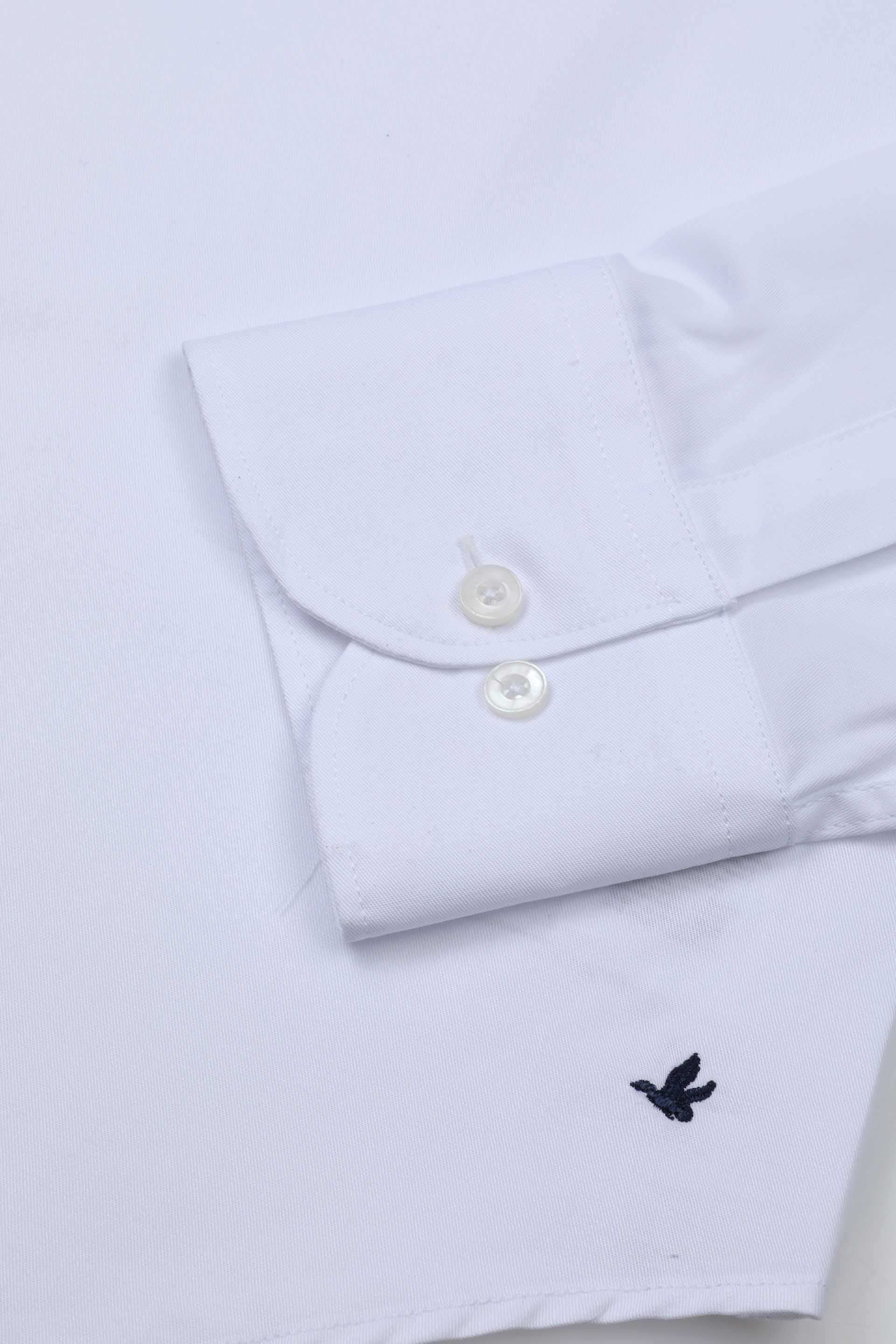 UOMO-CAMICIA (SLIM FIT) M/L SPREAD COLLAR CLASSICA CON PIPING TESSUTO COTONE TWILL - White