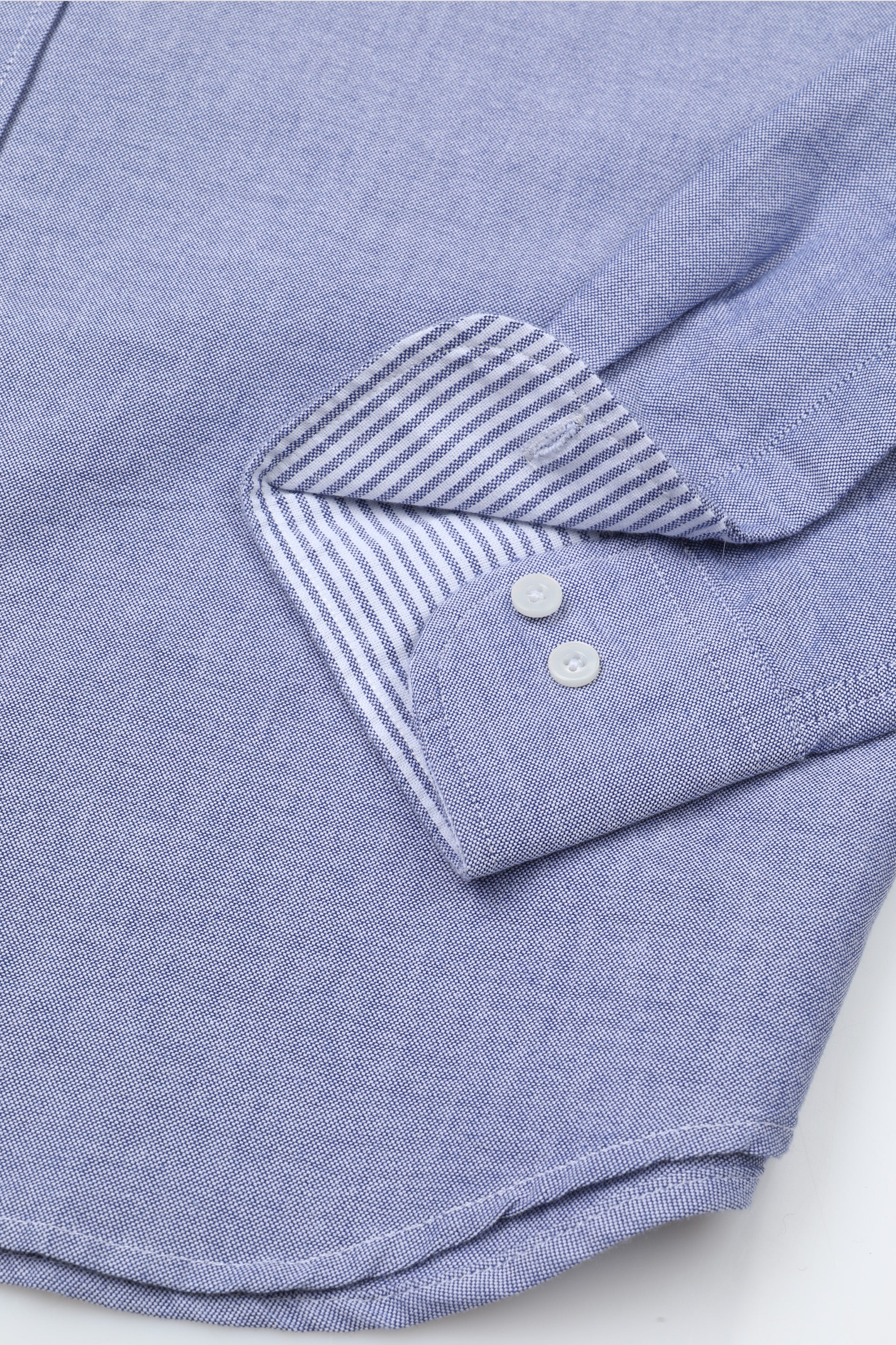 UOMO-CAMICIA (REGULAR FIT) M/L CLUB COLLAR LAVATA CON PIPING TESSUTO OXFORD DI COTONE UNITO. CONTRASTI FANTASIA RIGA VERTICALE - Inchiostro