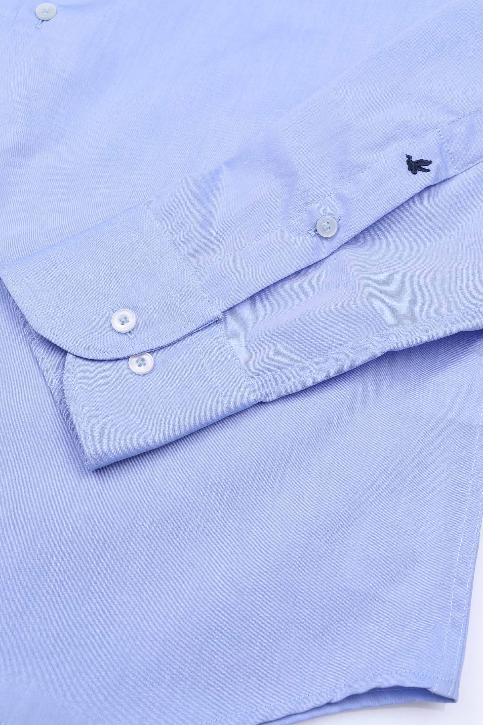 CAMICIA, SLIM FIT, SPREAD COLLAR, POPLIN COTONE STRETCH UNITO - Pale blue