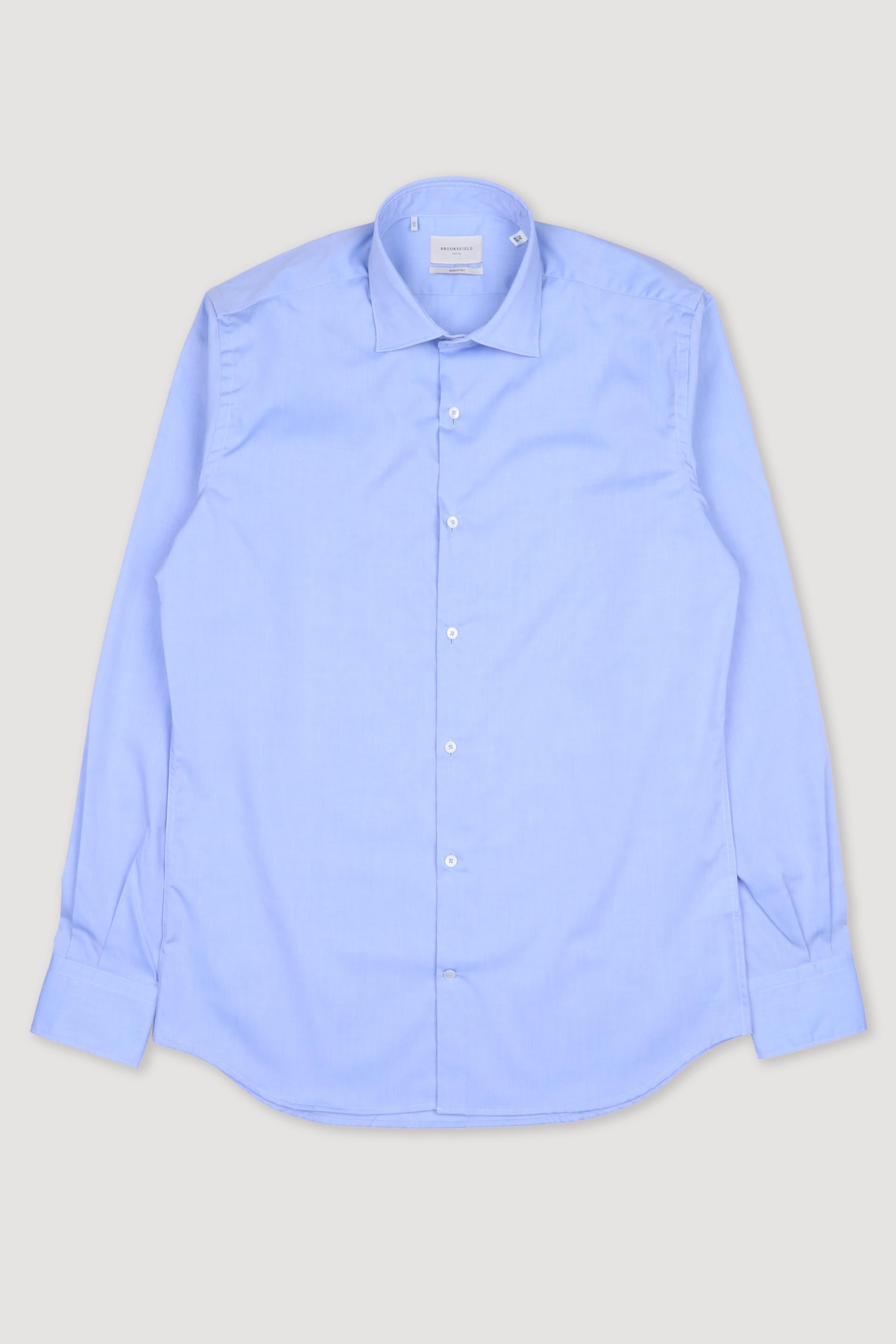 CAMICIA, SLIM FIT, SPREAD COLLAR, POPLIN COTONE STRETCH UNITO - Pale blue