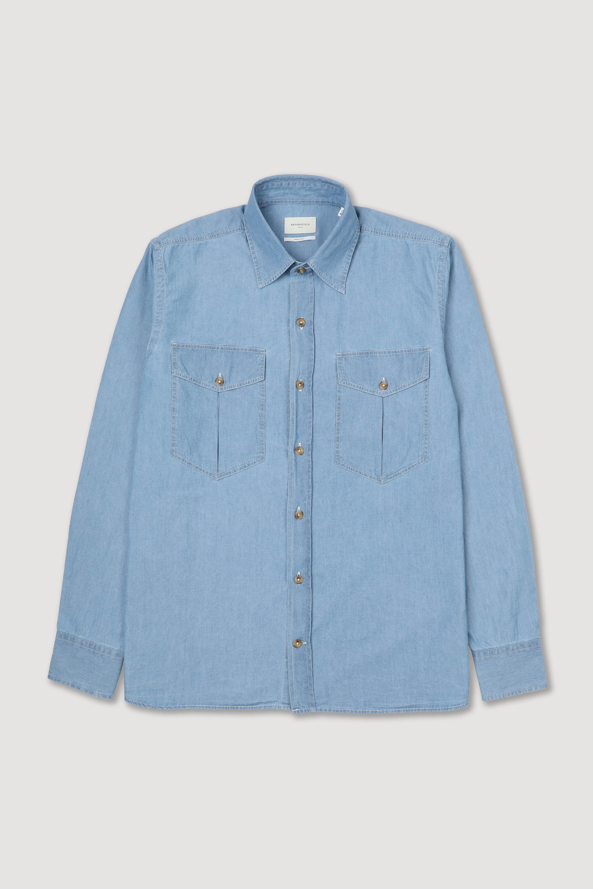 CAMICIA, SLIM FIT, BUTTON DOWN, TWILL COTONE UNITO, VERO INDACO - Bleach