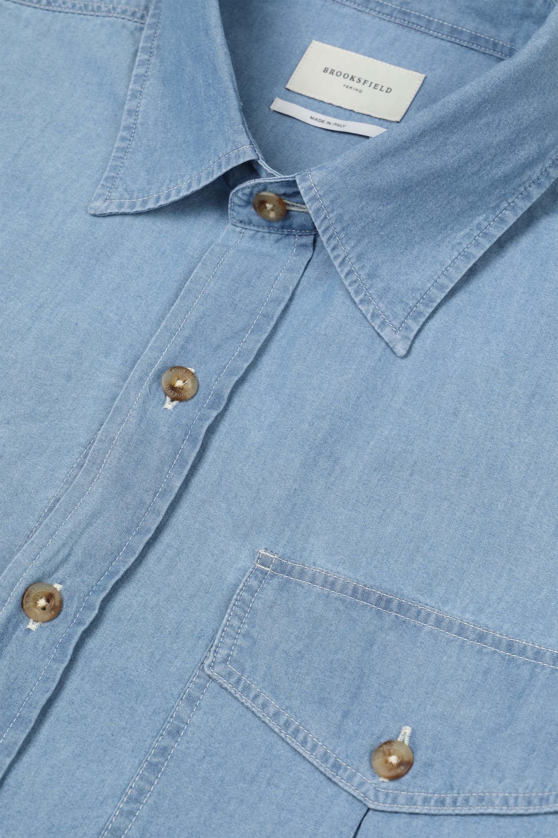 CAMICIA, SLIM FIT, BUTTON DOWN, TWILL COTONE UNITO, VERO INDACO - Bleach