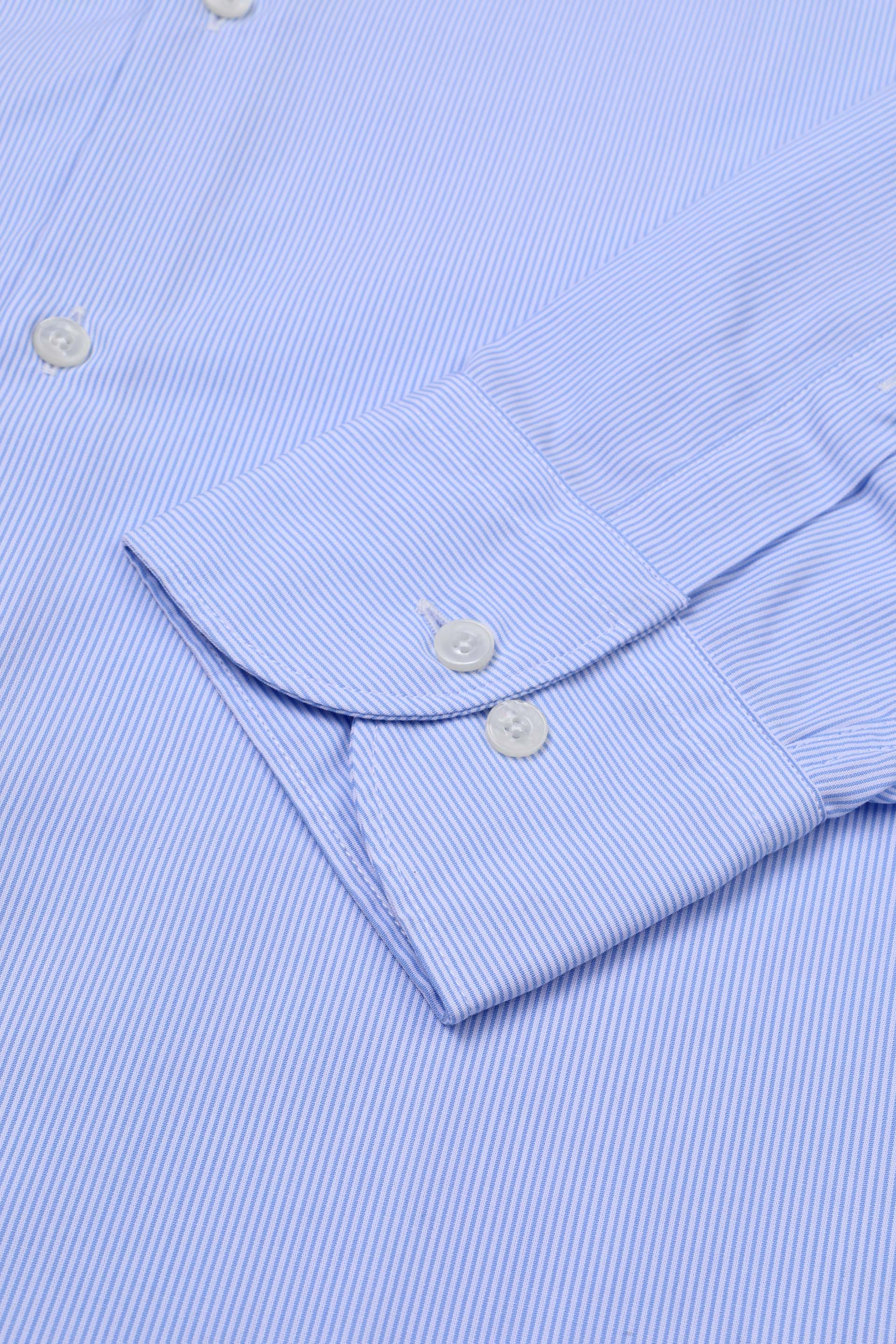 CAMICIA, SLIM FIT, SPREAD COLLAR, POPLIN COTONE RIGA,WRINKLE FREE - Celeste/bianco