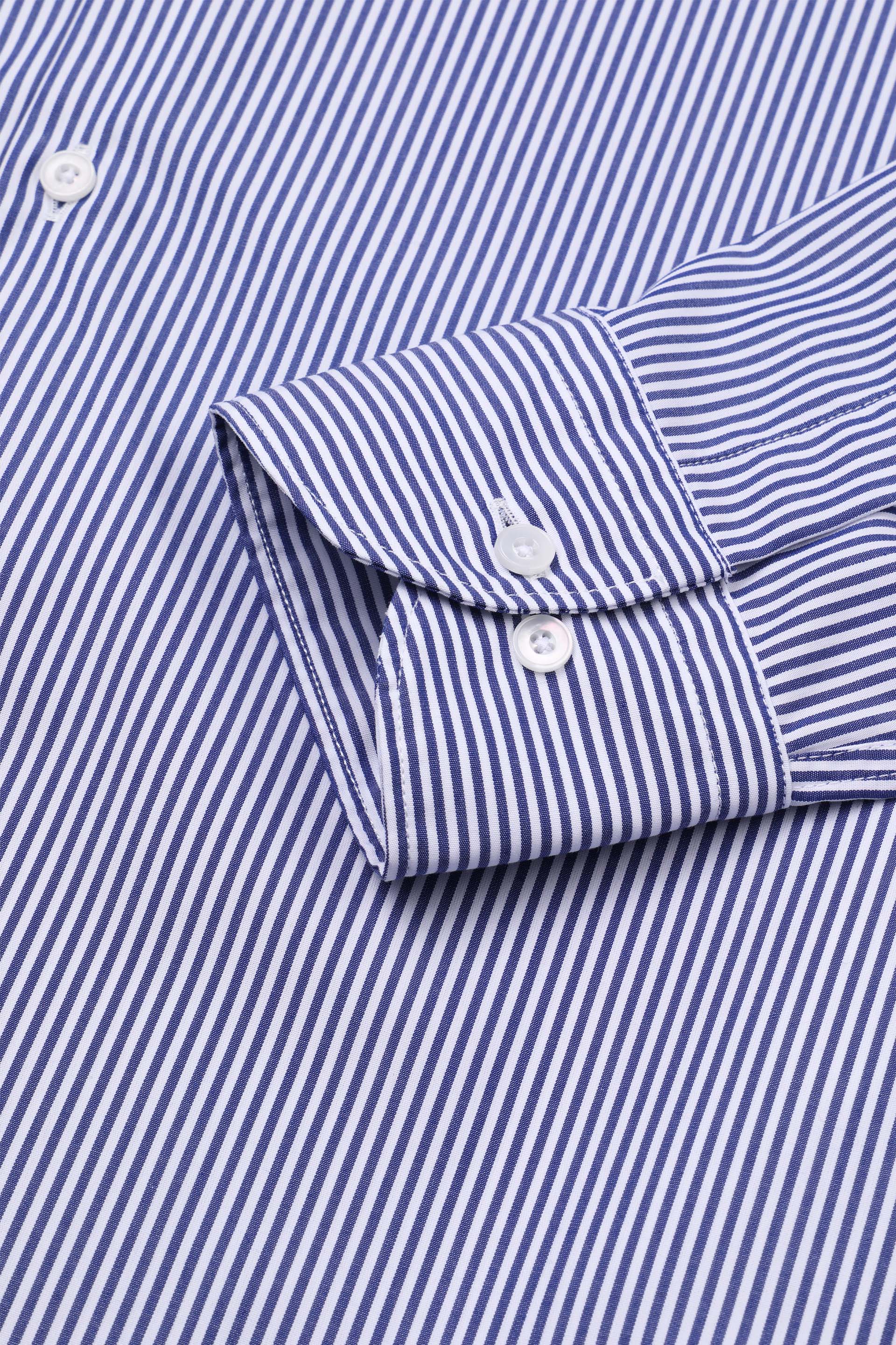 CAMICIA, SLIM FIT, SPREAD COLLAR, POPLIN COTONE RIGA,WRINKLE FREE - White/ink