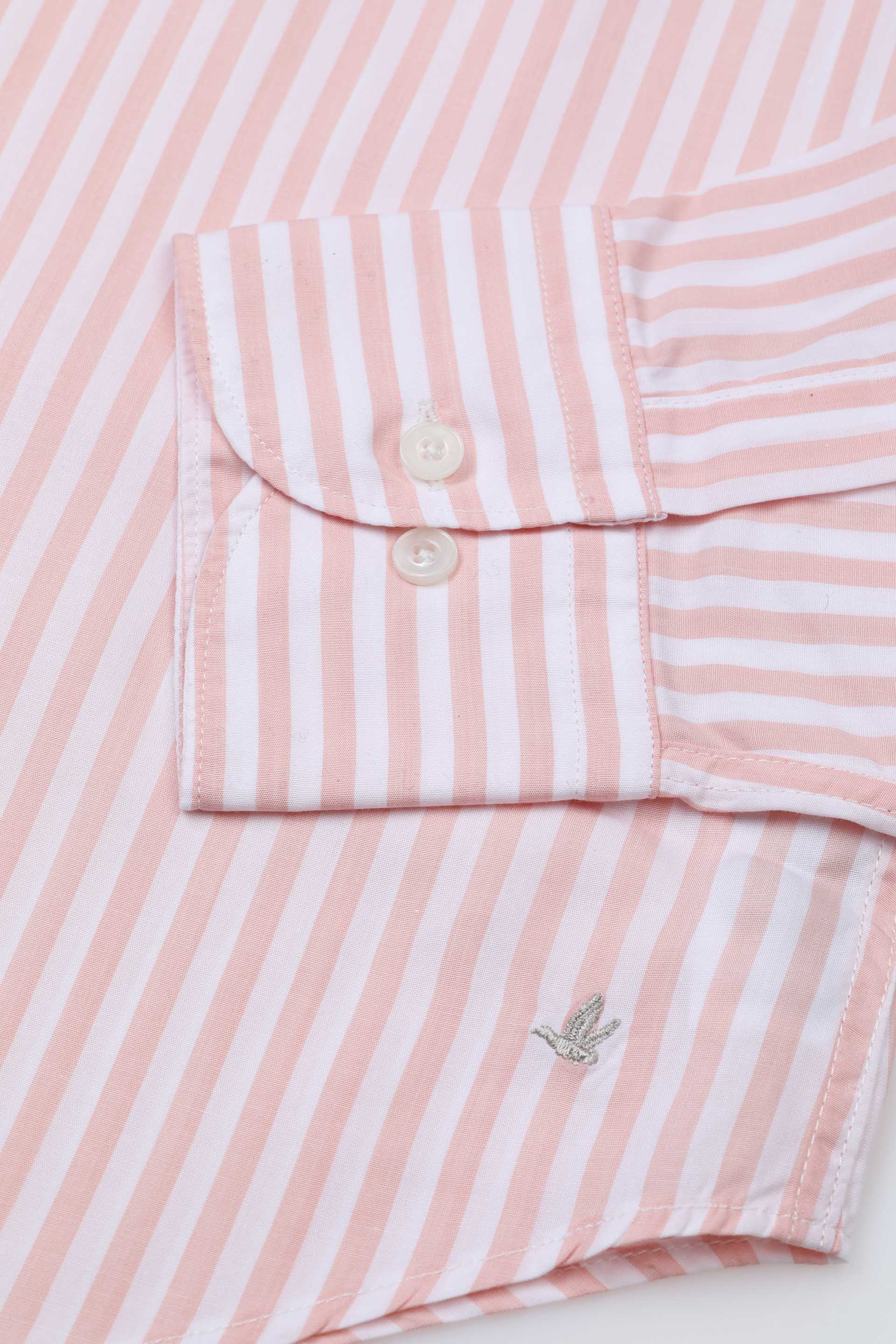 Camicia spread collar in popeline di lyocell, slim fit - Bianco/Rosa