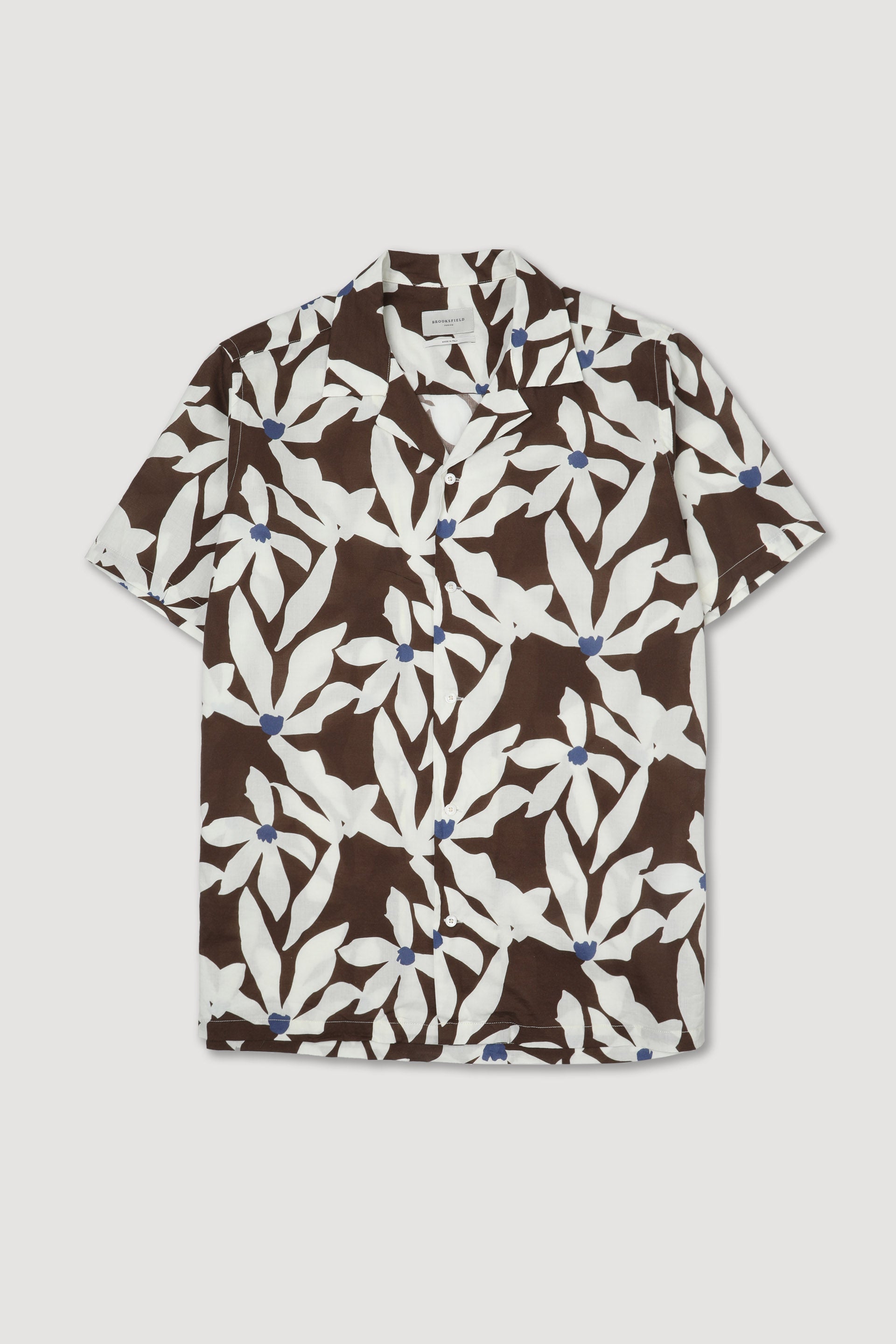 CAMICIA HAVANA, MANICA CORTA, , STANDARD FIT, CAMP COLLAR, POPLIN COTONE STAMPA PAISLEY, LAVATO - Coconut/avorio