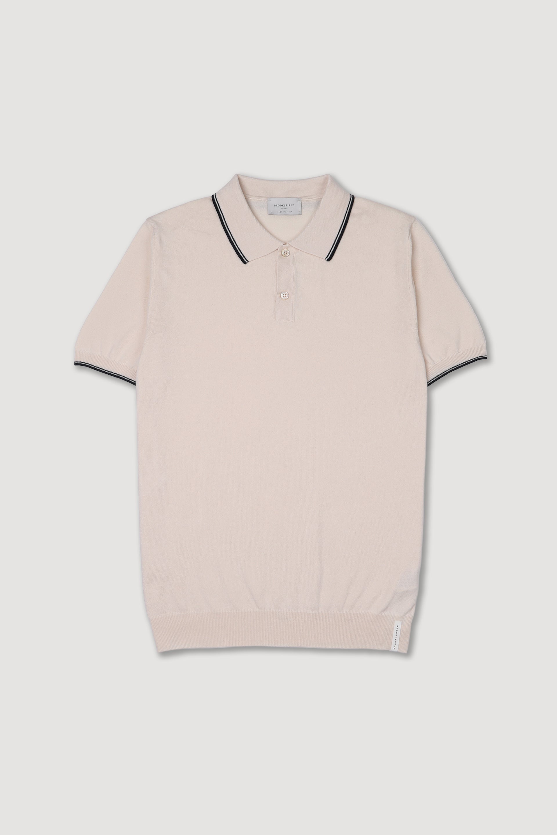 MAGLIA, POLO, MANICA CORTA, COTONE RIGA - Cream