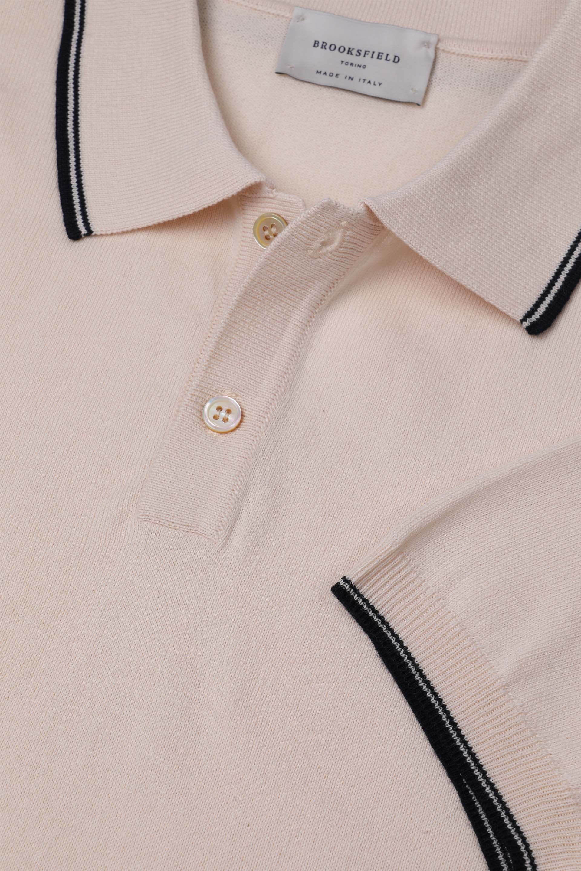 MAGLIA, POLO, MANICA CORTA, COTONE RIGA - Cream