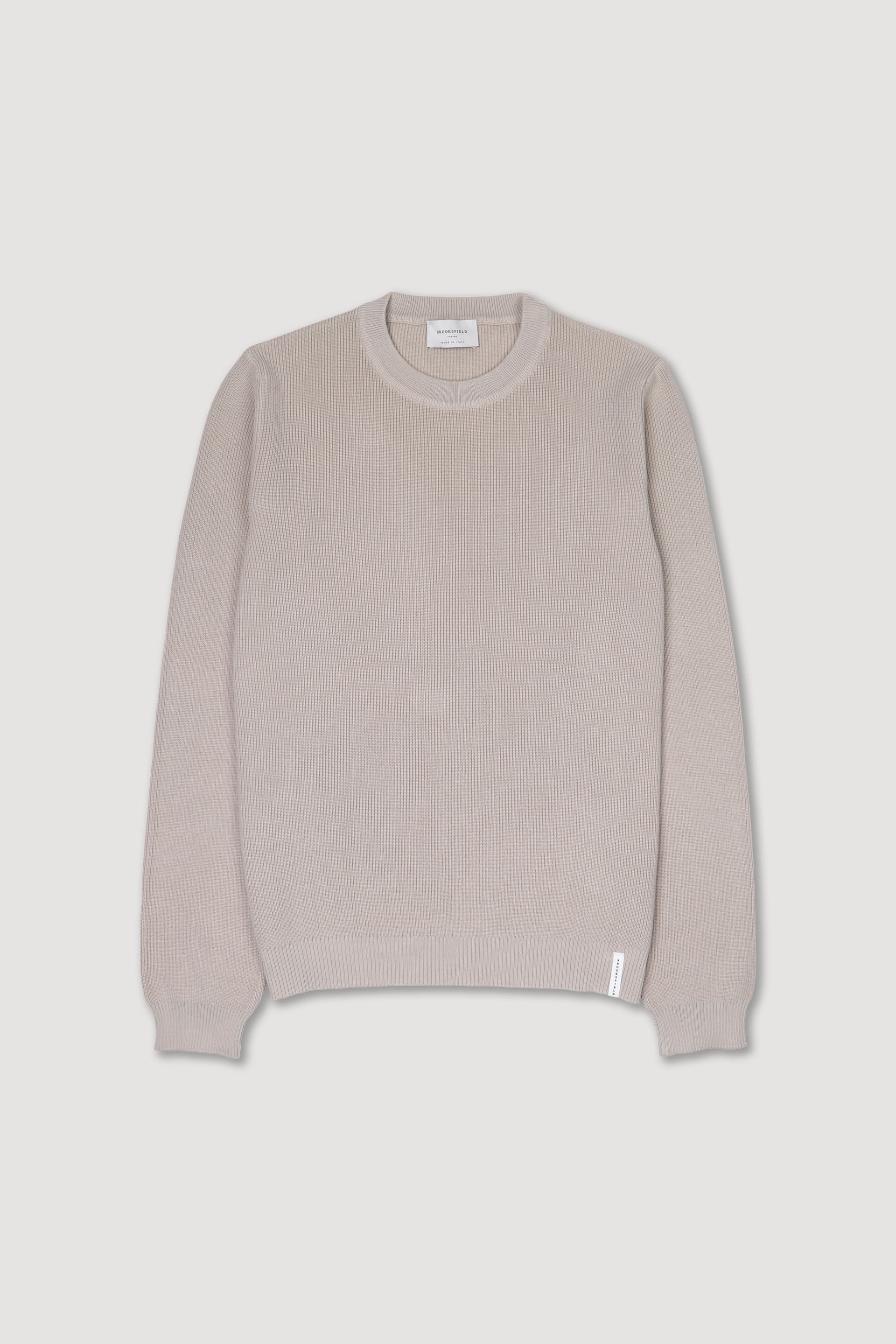 Crewneck knit in ribbed Beige Soft kaki - Main Image