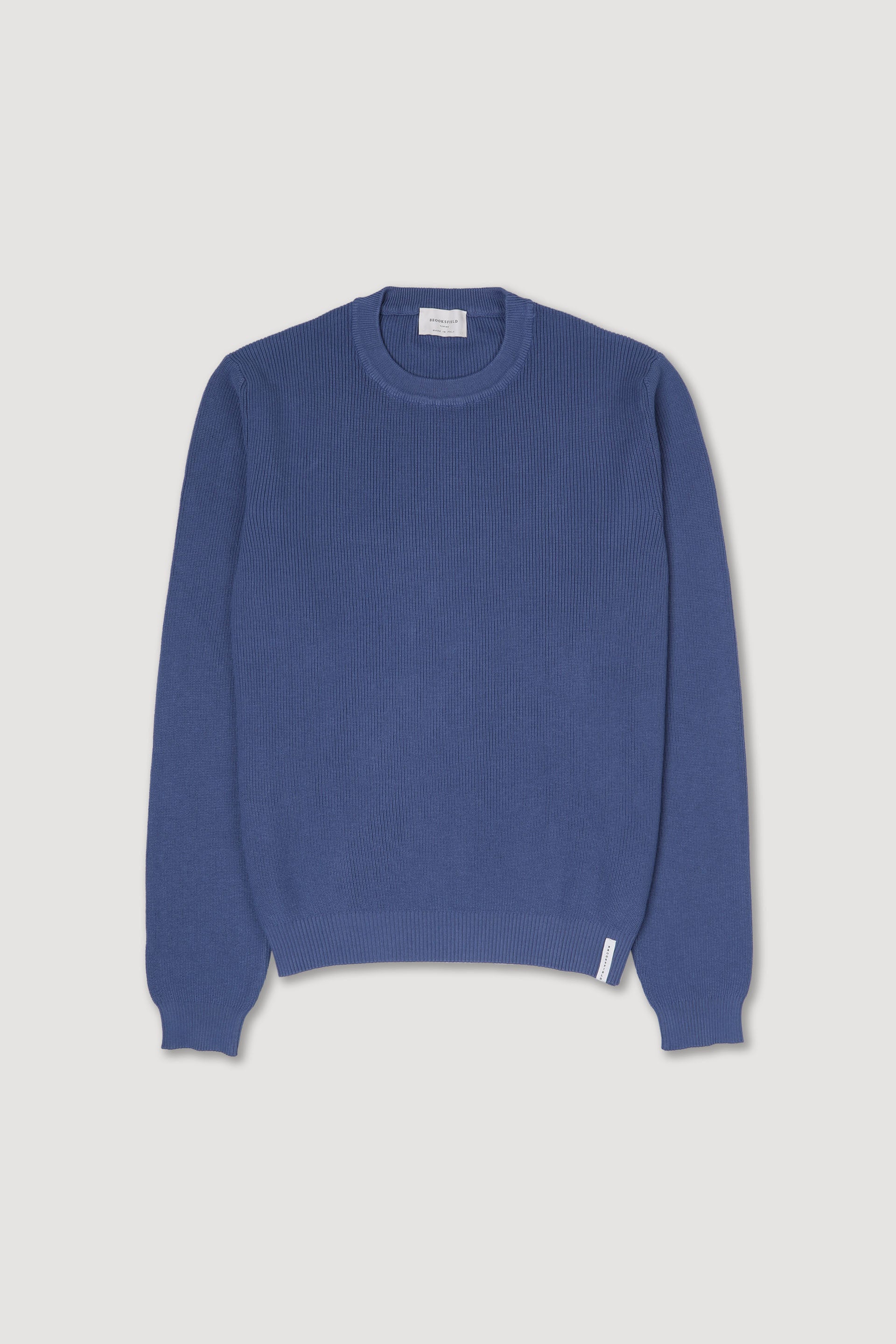 Crewneck knit in ribbed Blue Vintage denim - Main Image
