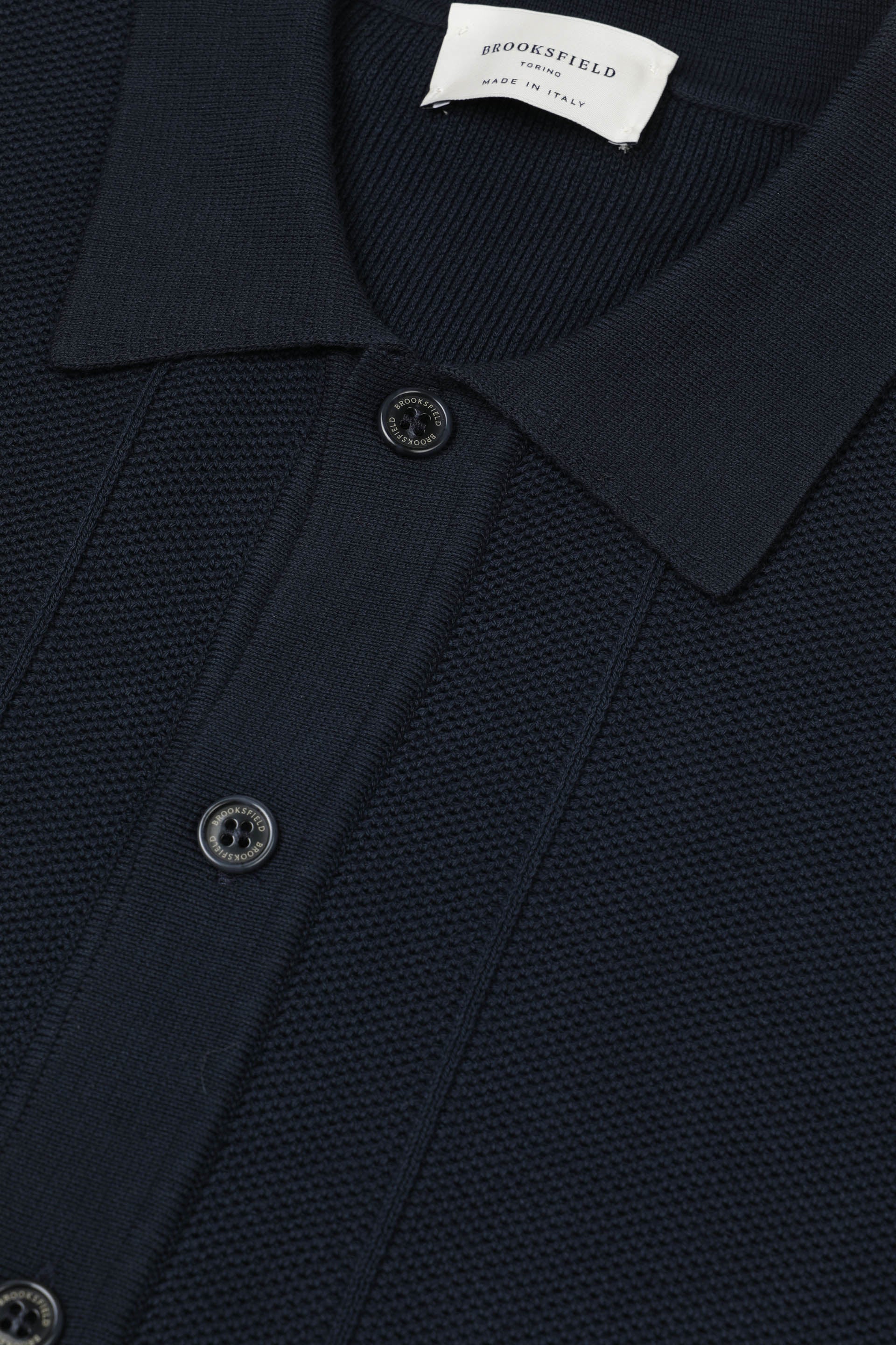 MAGLIA, ABBOTTONATO, COLLO ALTO, COTONE RASATO, TINTO CAPO - Navy blue