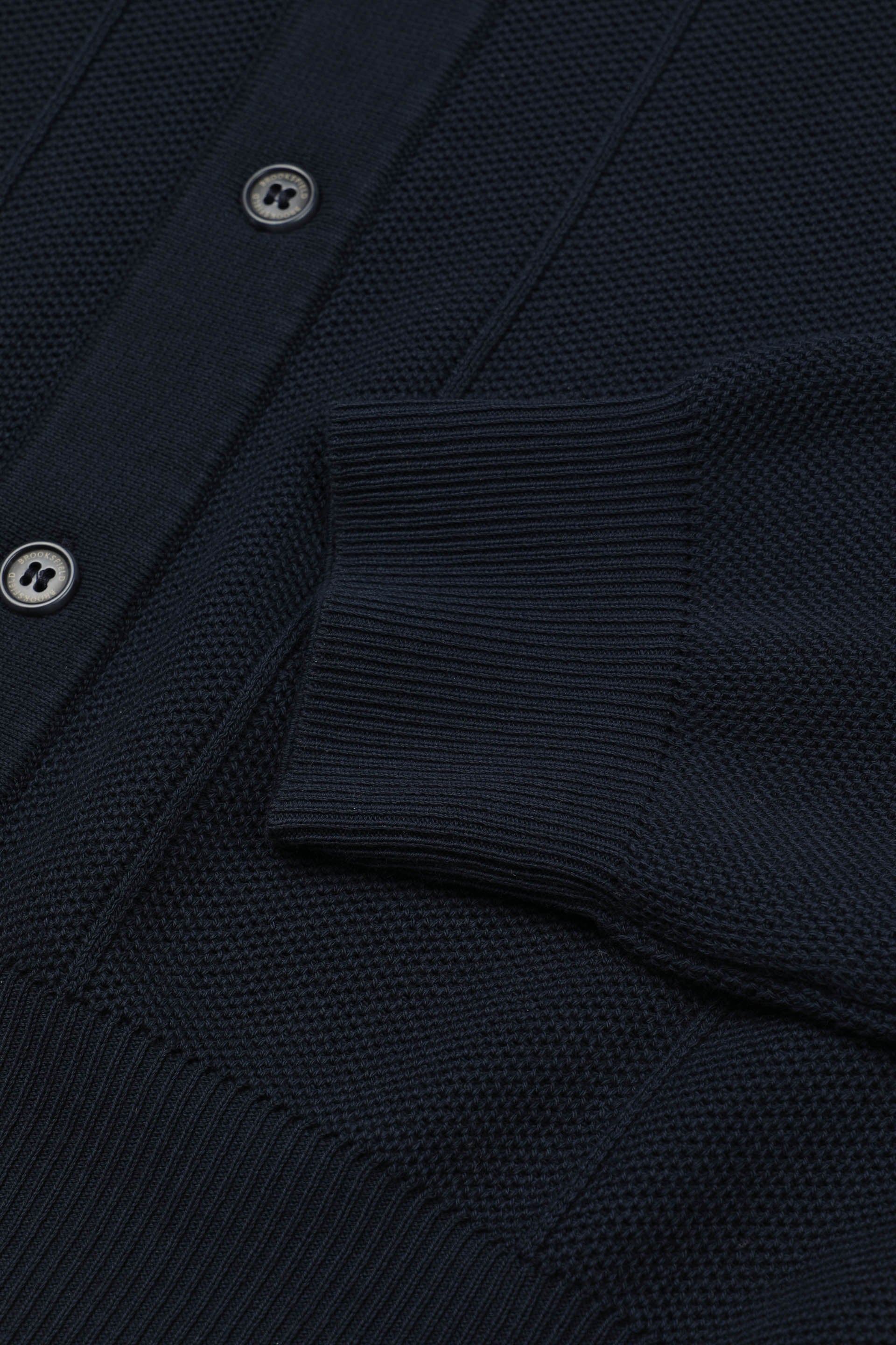 MAGLIA, ABBOTTONATO, COLLO ALTO, COTONE RASATO, TINTO CAPO - Navy blue