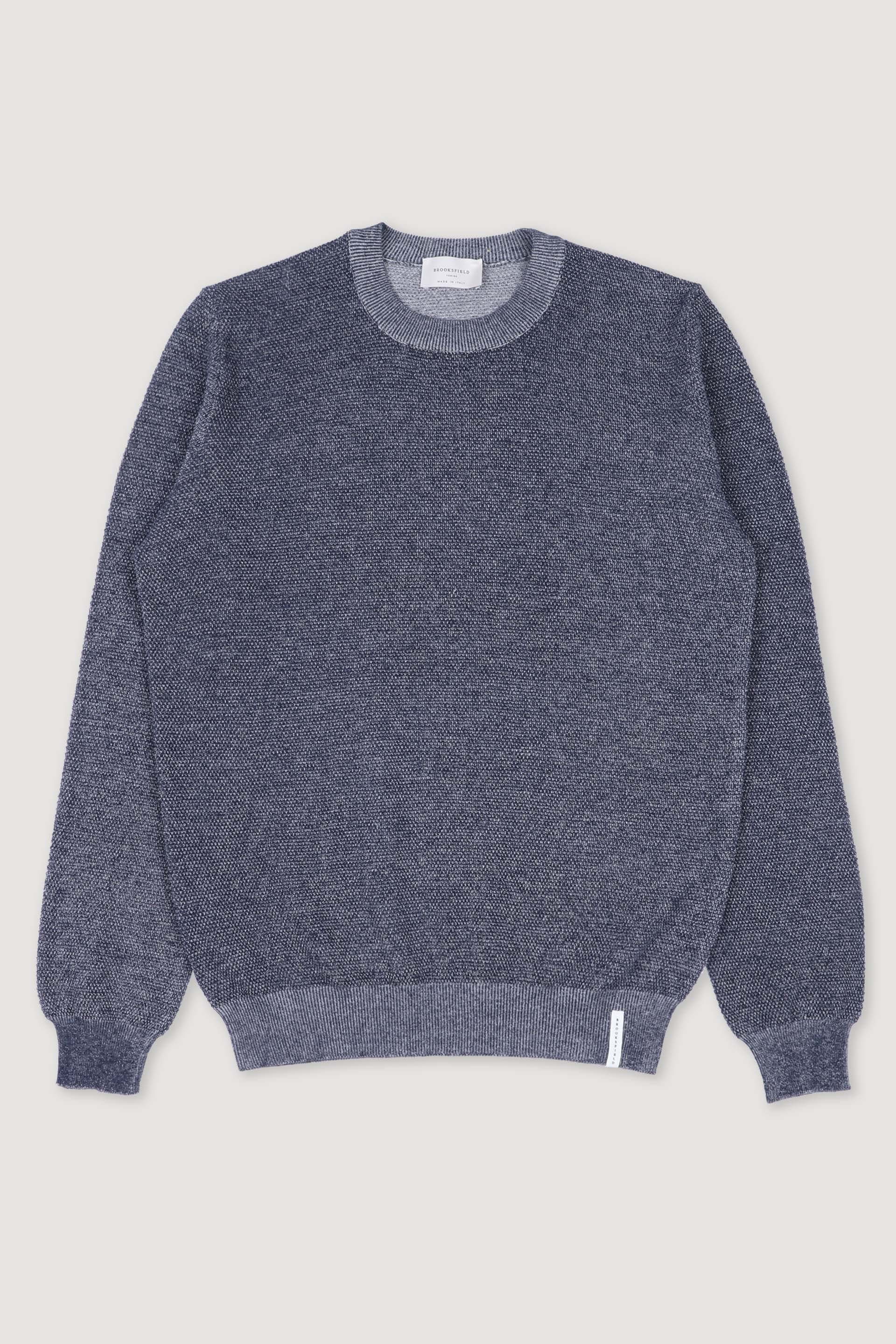 MAGLIA, GIROCOLLO, COTONE GRANA DI RISO VANISE - Blue/milk