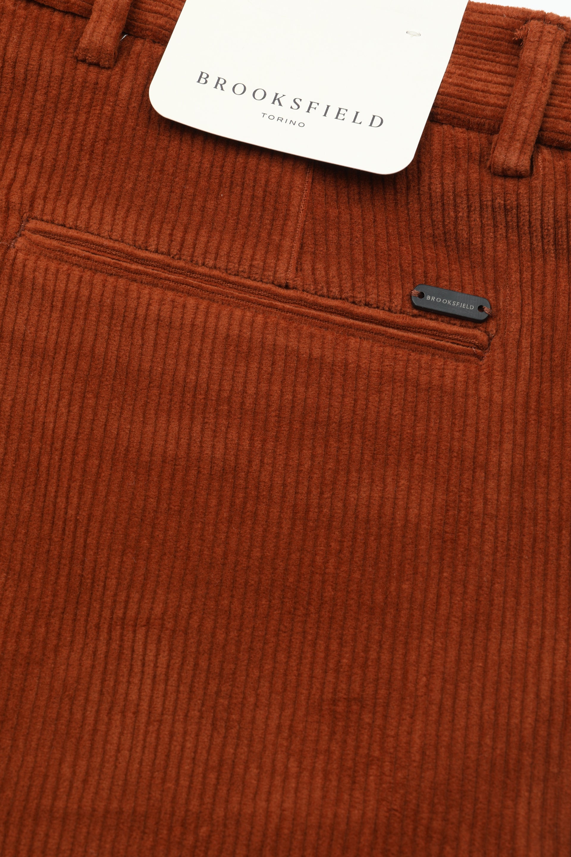 Pantalone chino James in velluto a coste di cotone stretch, slim fit. Arancione - Terra di siena