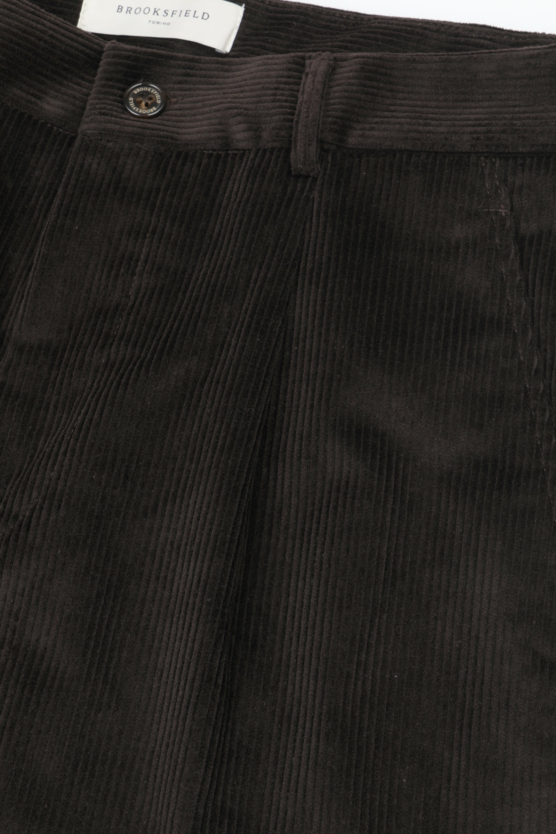 UOMO-PANTALONE CHINO CON PINCES VELLUTO COTONE STRETCH TINTO PEZZA - Ebano