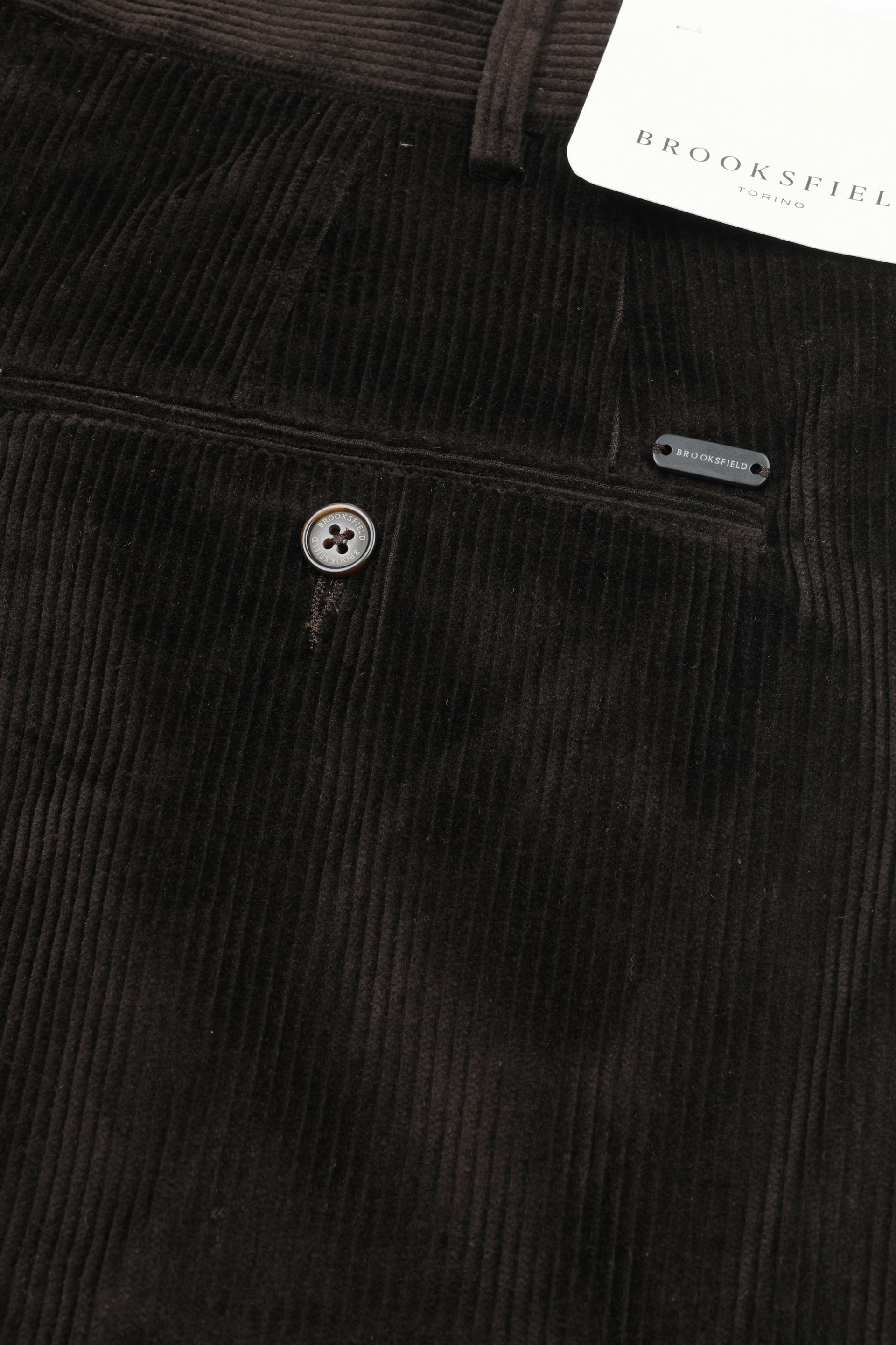 UOMO-PANTALONE CHINO CON PINCES VELLUTO COTONE STRETCH TINTO PEZZA - Ebano
