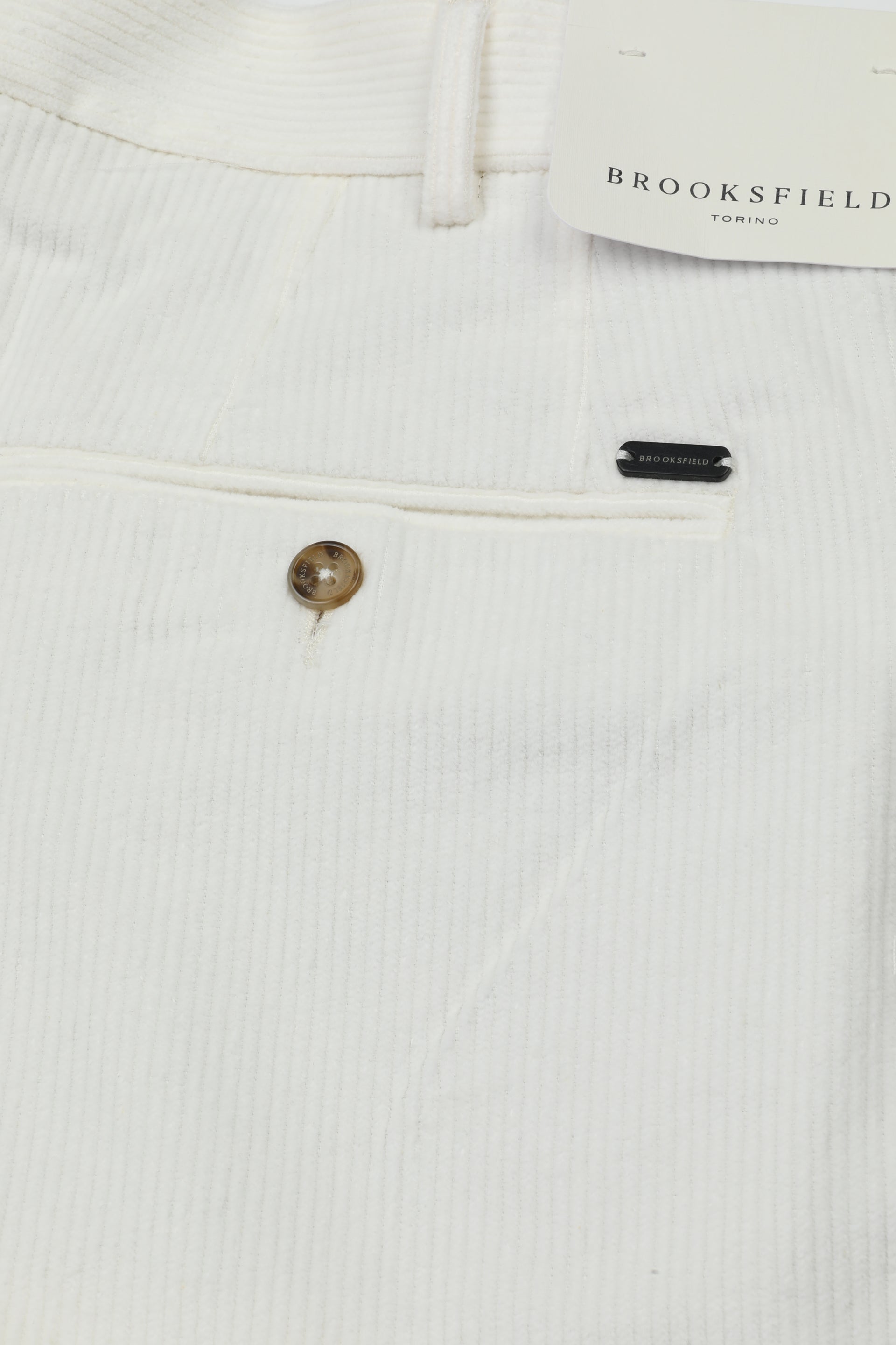 UOMO-PANTALONE CHINO CON PINCES VELLUTO COTONE STRETCH TINTO PEZZA - Off white