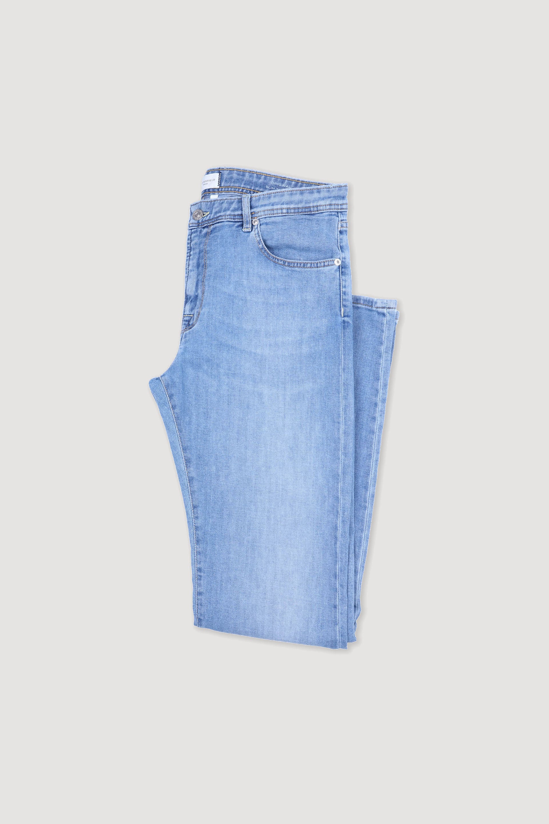 Original 5 pockets jeans in stretch cotton denim, special washing. Blu