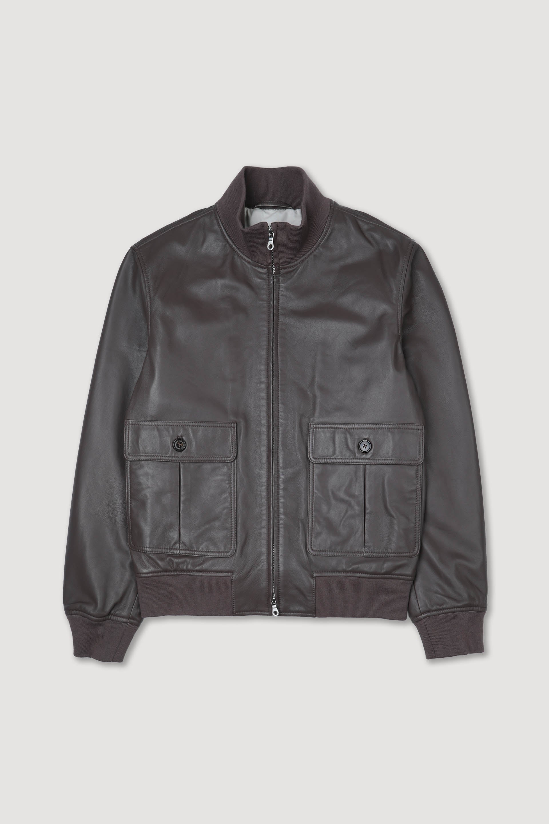 Lined bomber jacket in nappa leather. Brown - Coconut