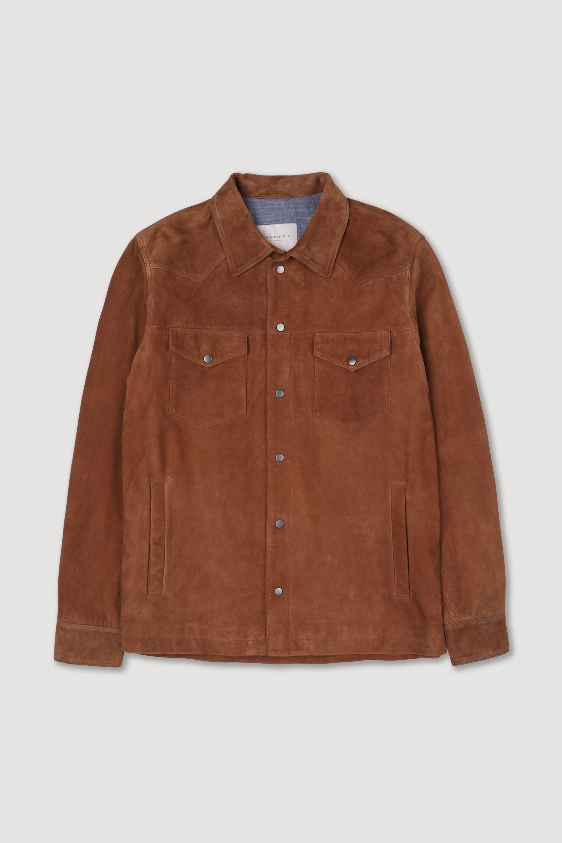 Lined overshirt jacket in suede Brown Brandy