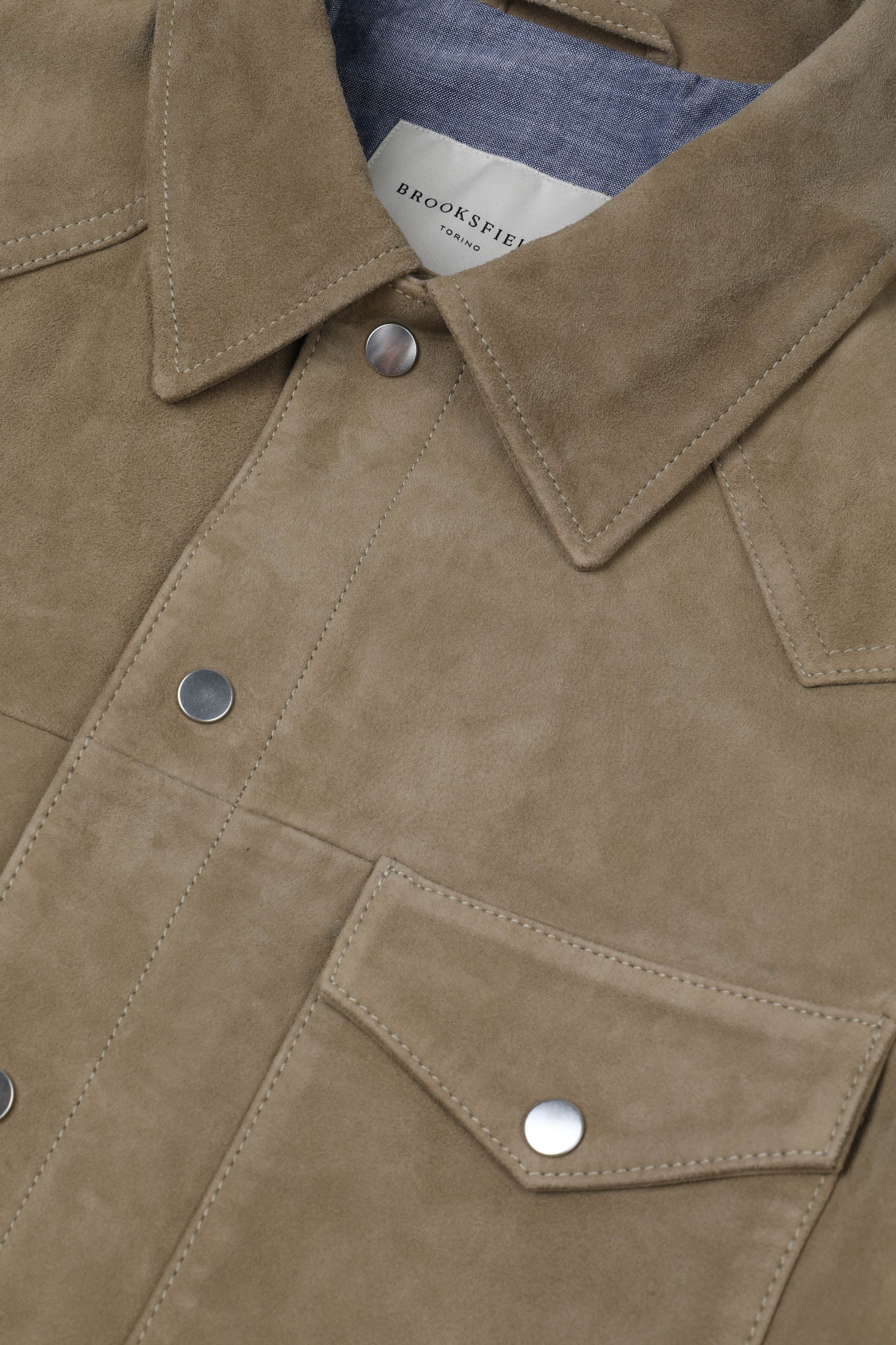 OVERSHIRT FODERATA, SUEDE - Cumino