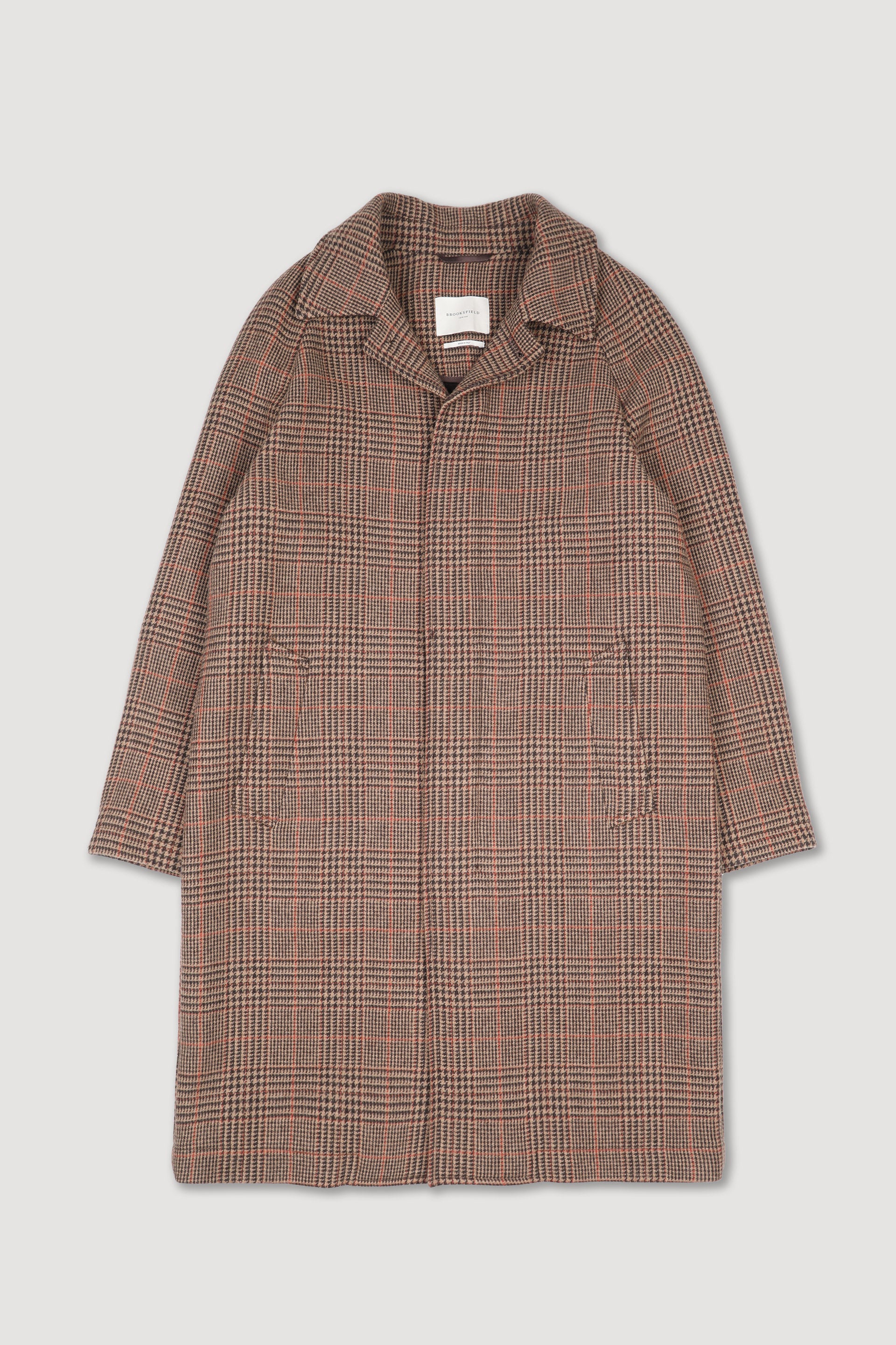 うみねこWOOL CHECK TRENCH COAT D.BROWN Trench coat in wool-blend fabric with a Prince of Wales pattern, semi-