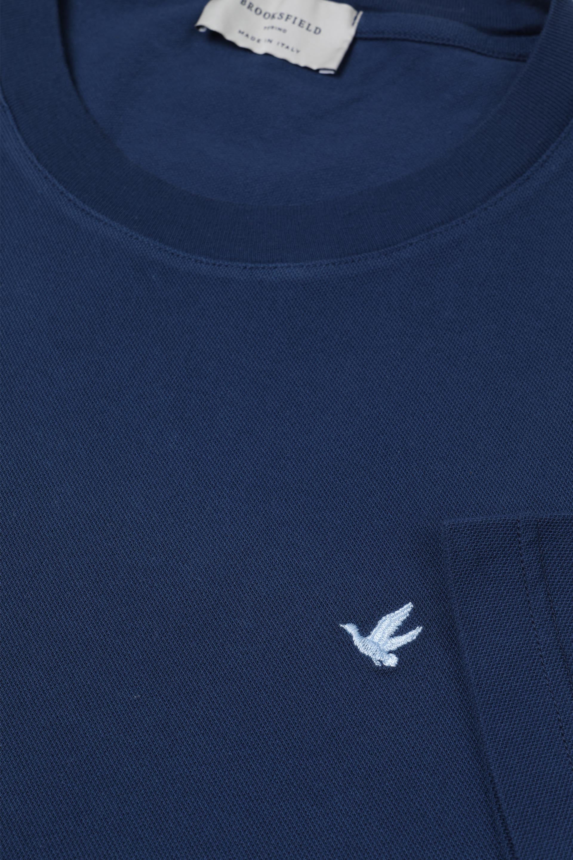 T-shirt in piquet di cotone con logo. Blu - Denim
