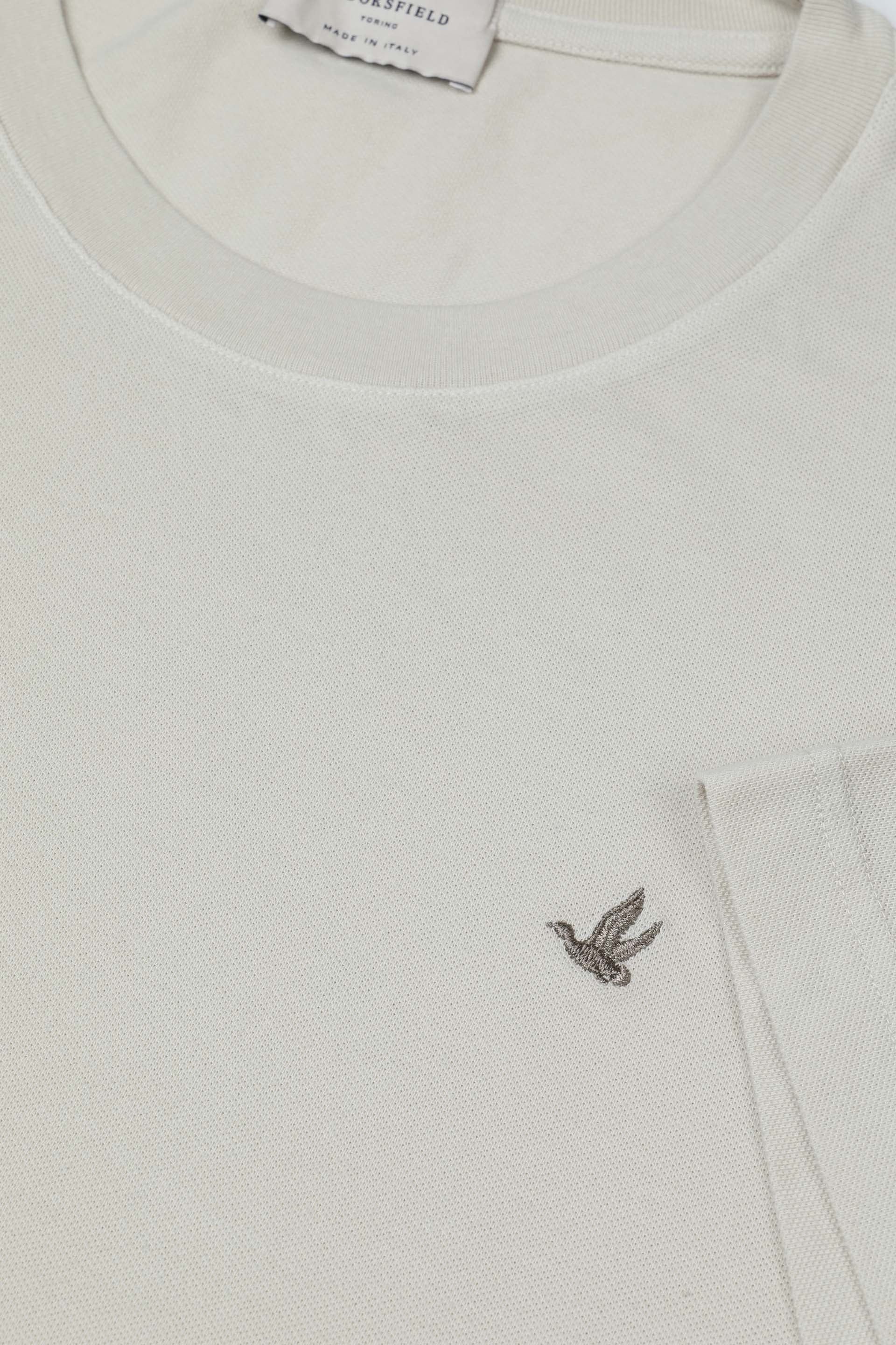 T-shirt in piquet di cotone con logo. Beige - Canvas