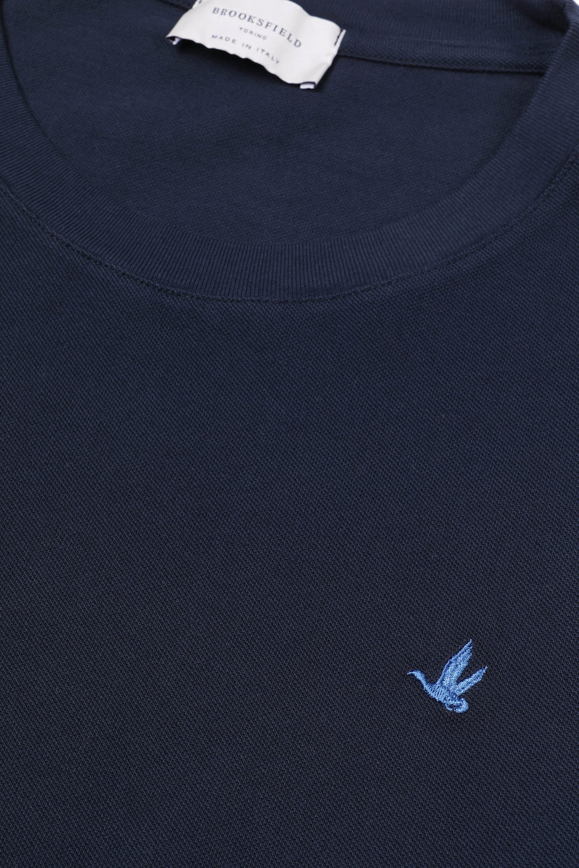 T-shirt in piquet di cotone con logo. Blu - Navy
