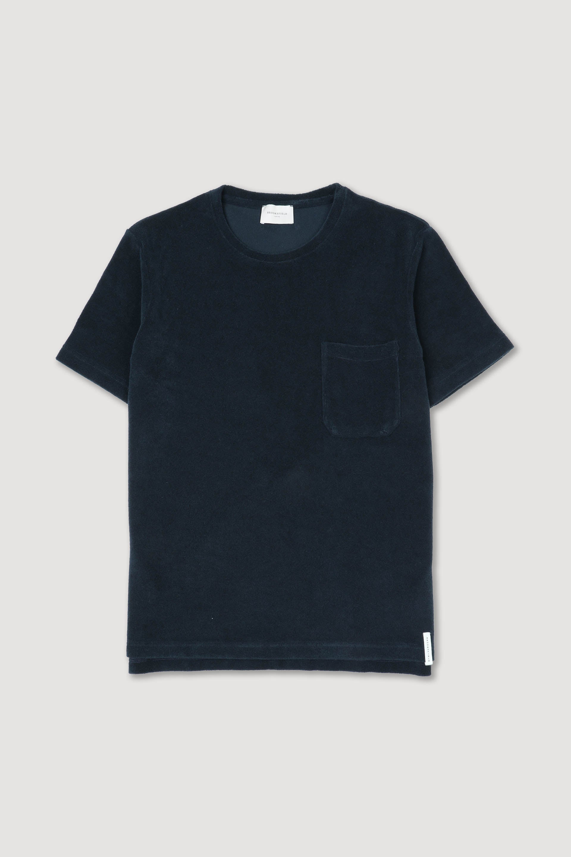 T-shirt in spugna di cotone con taschino. Blu - Navy