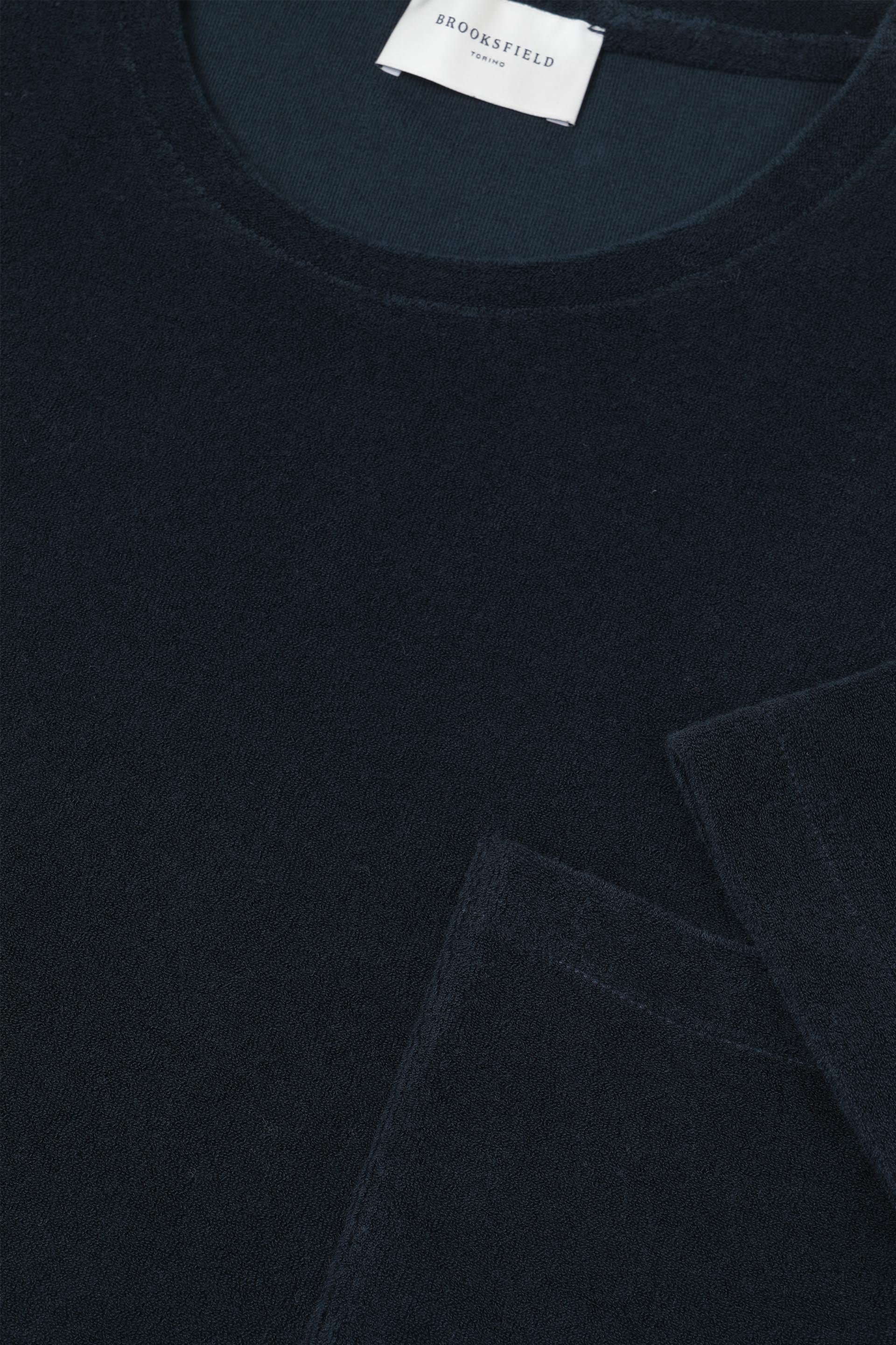 T-shirt in spugna di cotone con taschino. Blu - Navy
