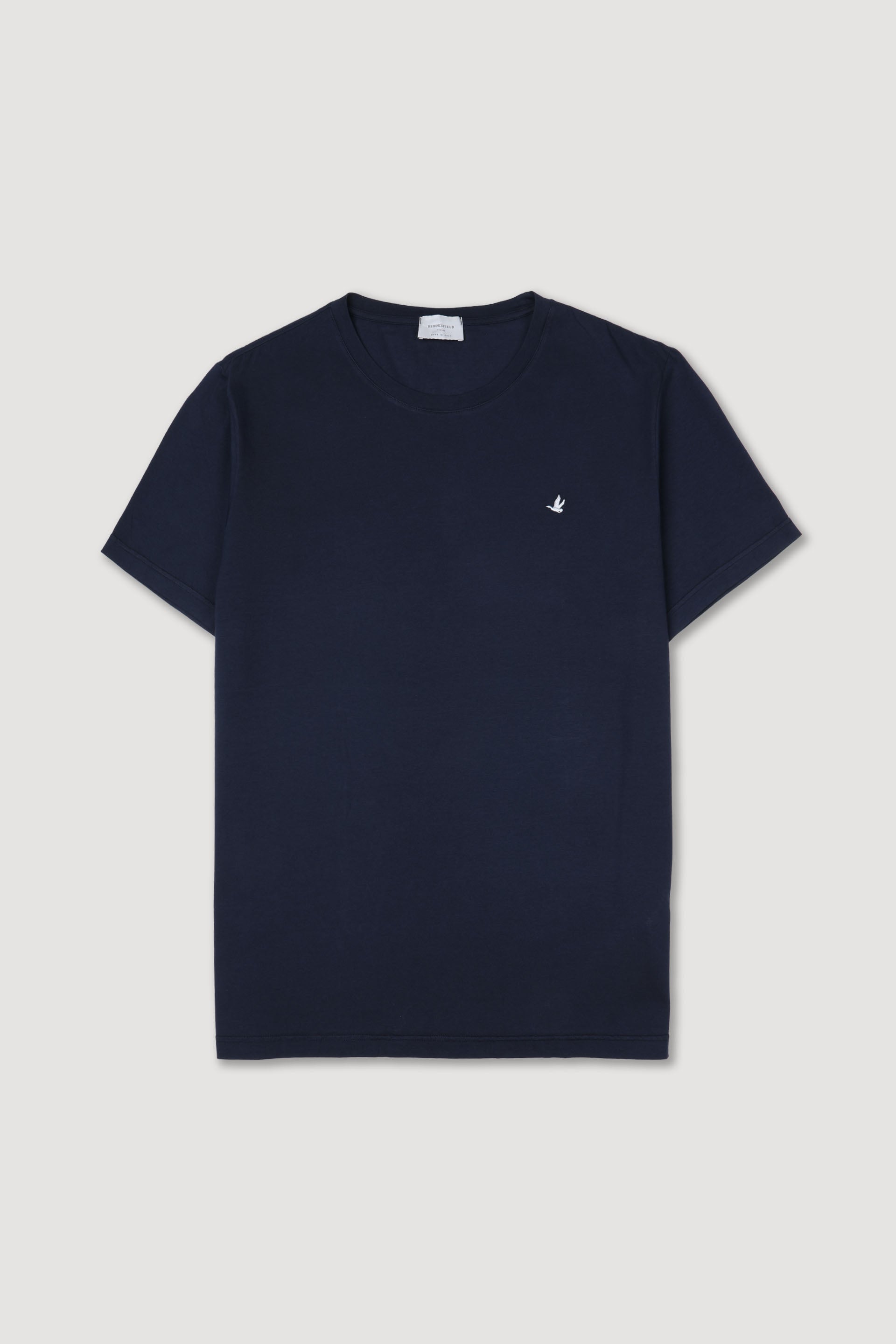 T-shirt in jersey di cotone, logo ricamato al cuore. - Navy