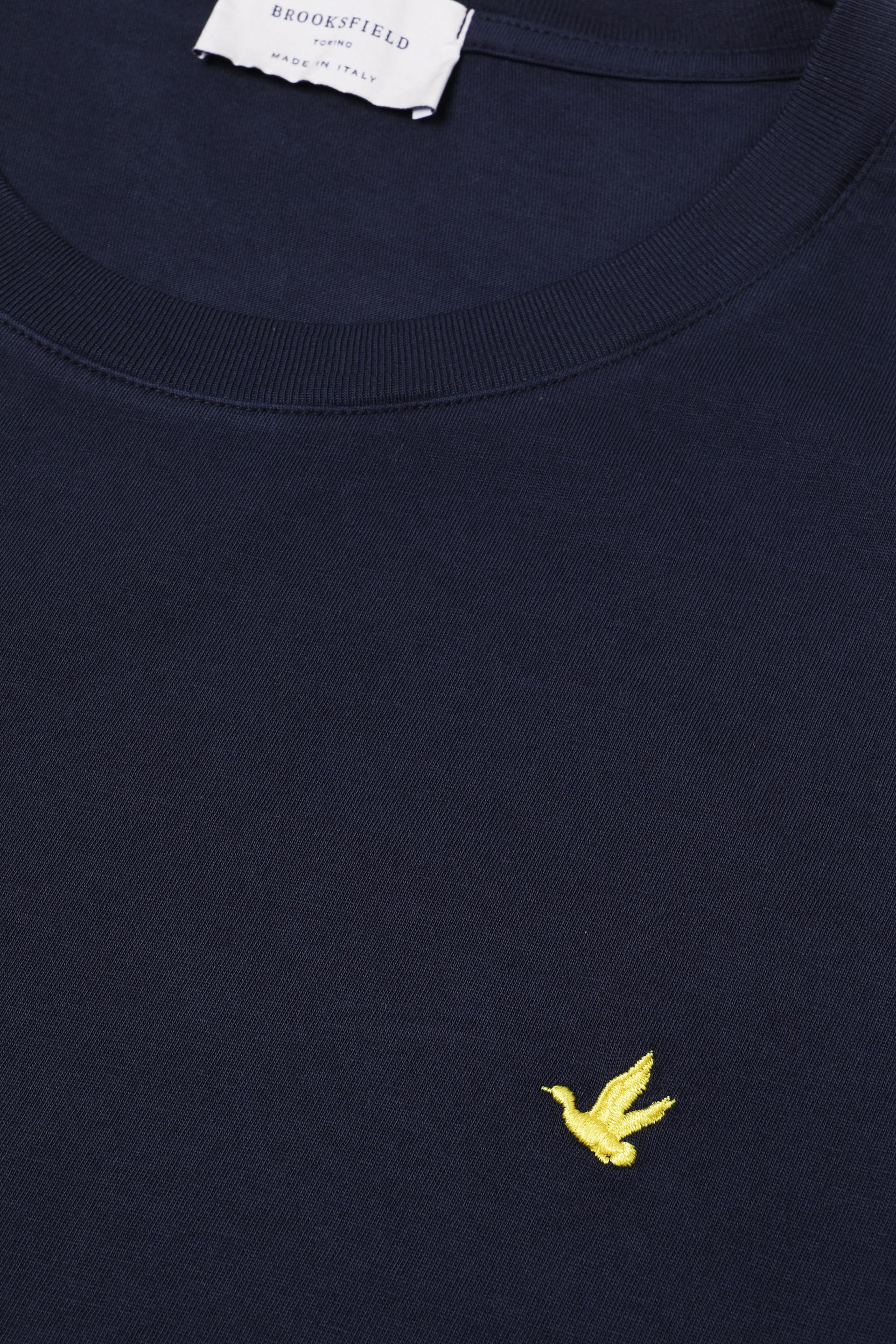 T-shirt in jersey di cotone, logo ricamato al cuore - Navy