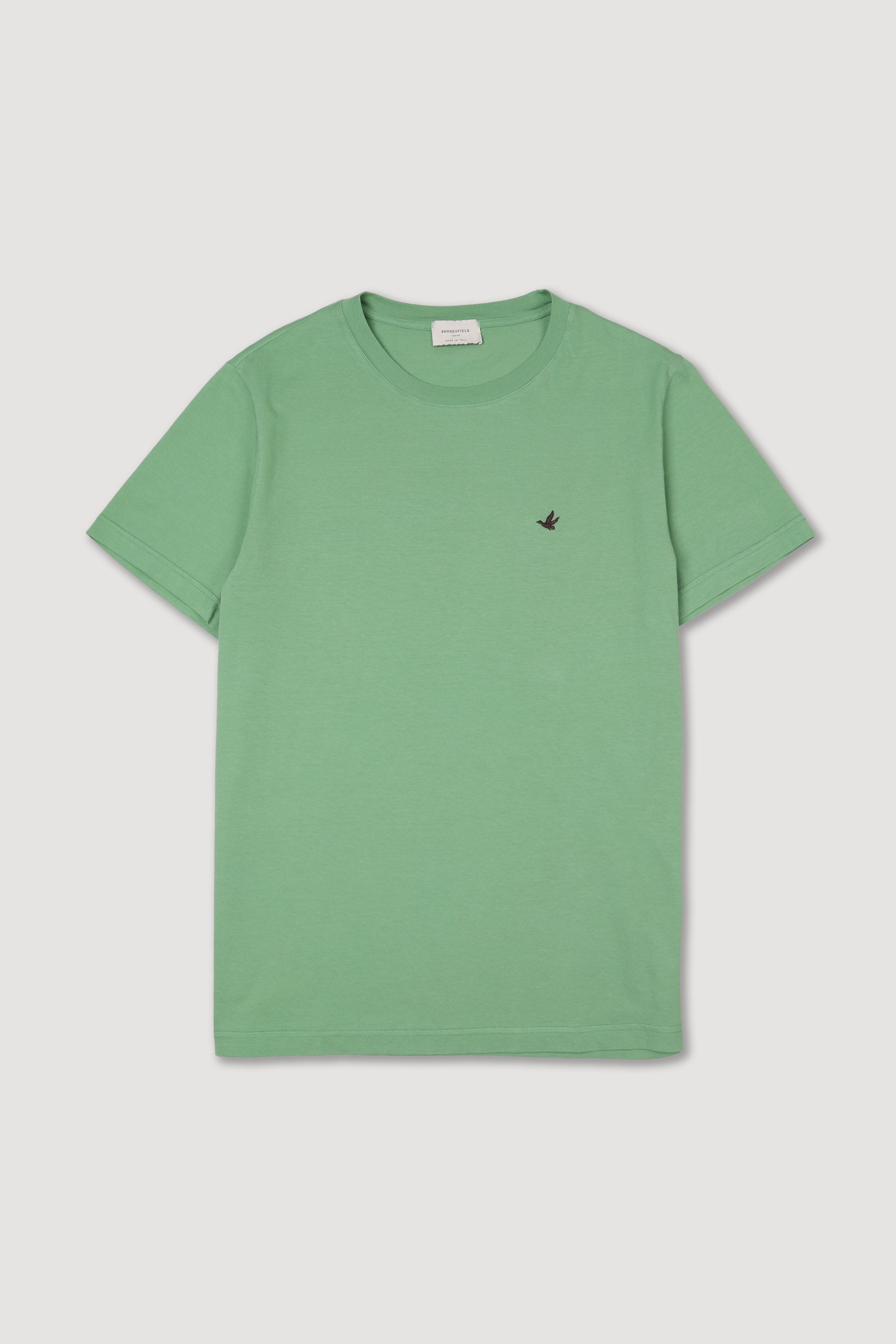 T-shirt in jersey di cotone, logo ricamato al cuore. Verde - Aneto