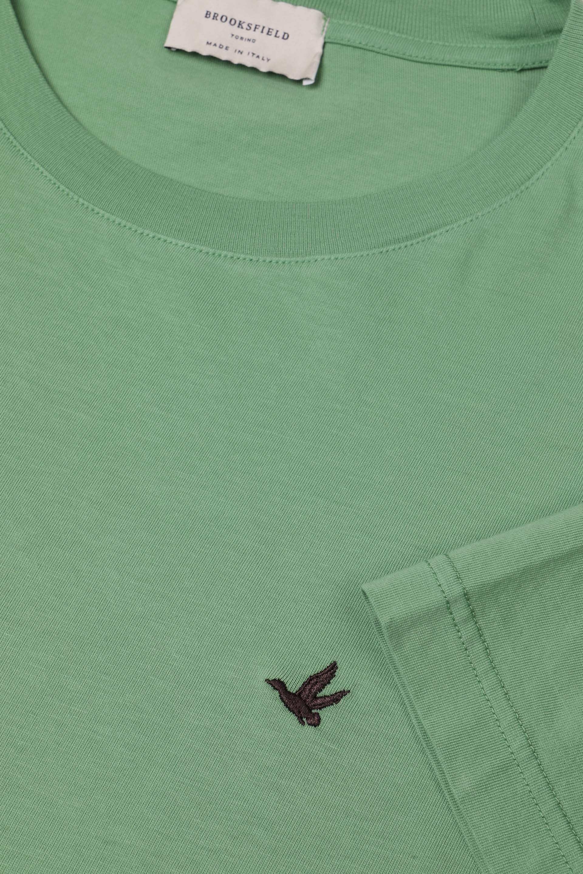 T-shirt in jersey di cotone, logo ricamato al cuore. Verde - Aneto