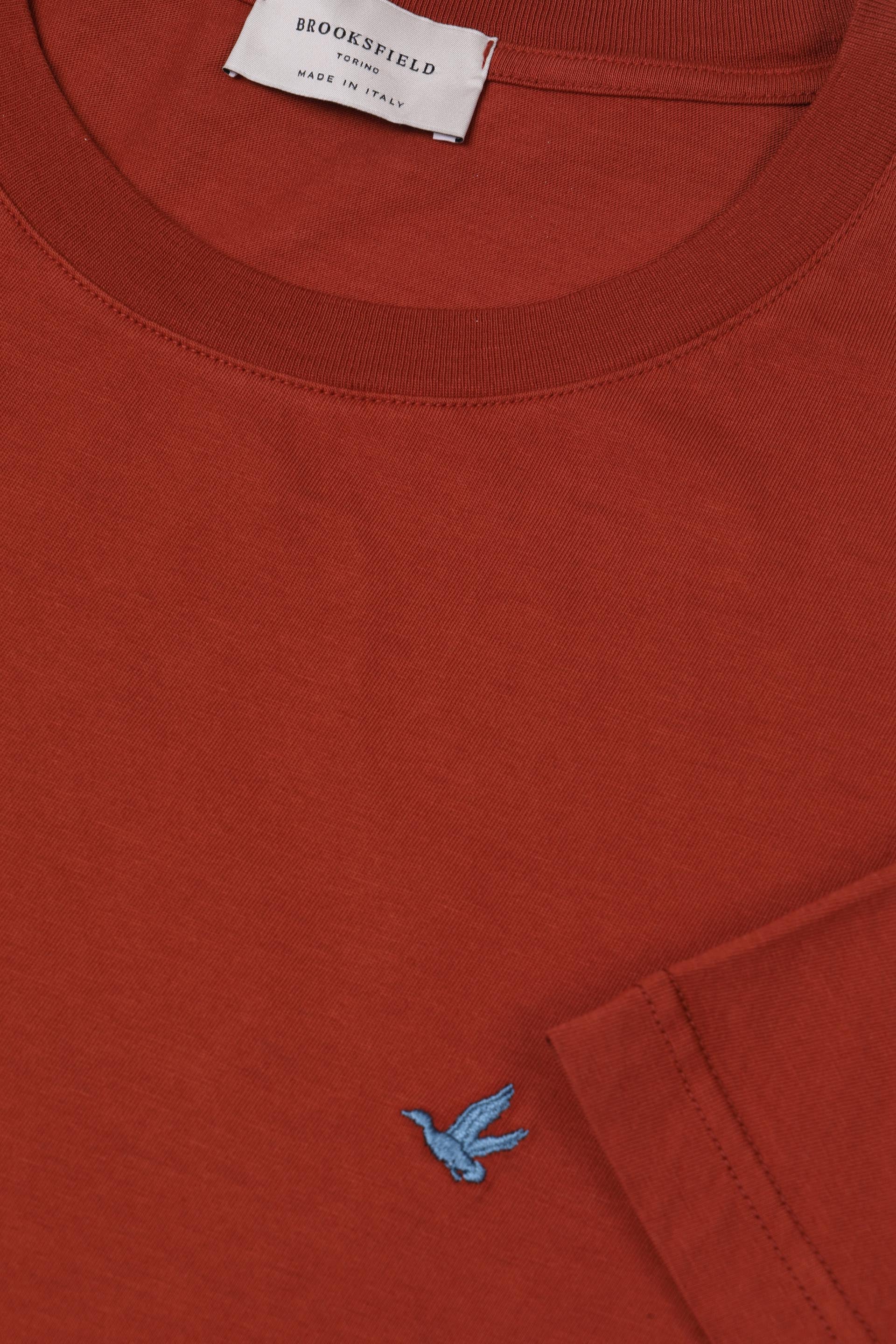 T-shirt in jersey di cotone, logo ricamato al cuore. Arancione - Chili