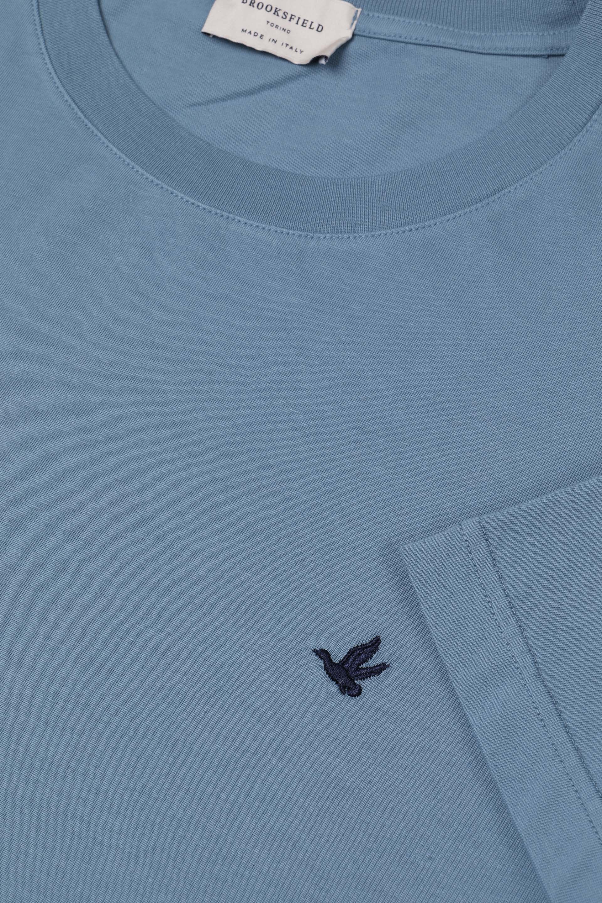 T-shirt in jersey di cotone, logo ricamato al cuore. Azzurro - Igloo