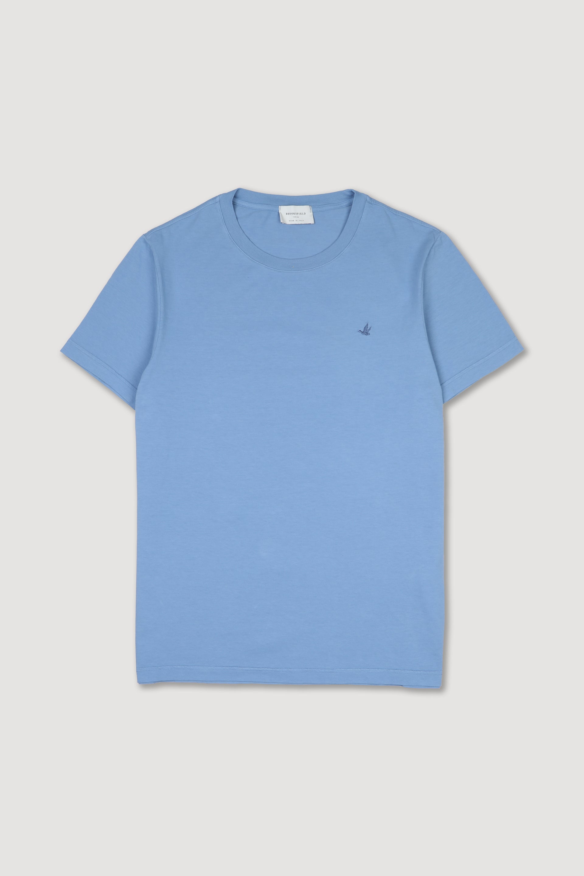 T-shirt in jersey di cotone, logo ricamato al cuore. Azzurro - Cirro