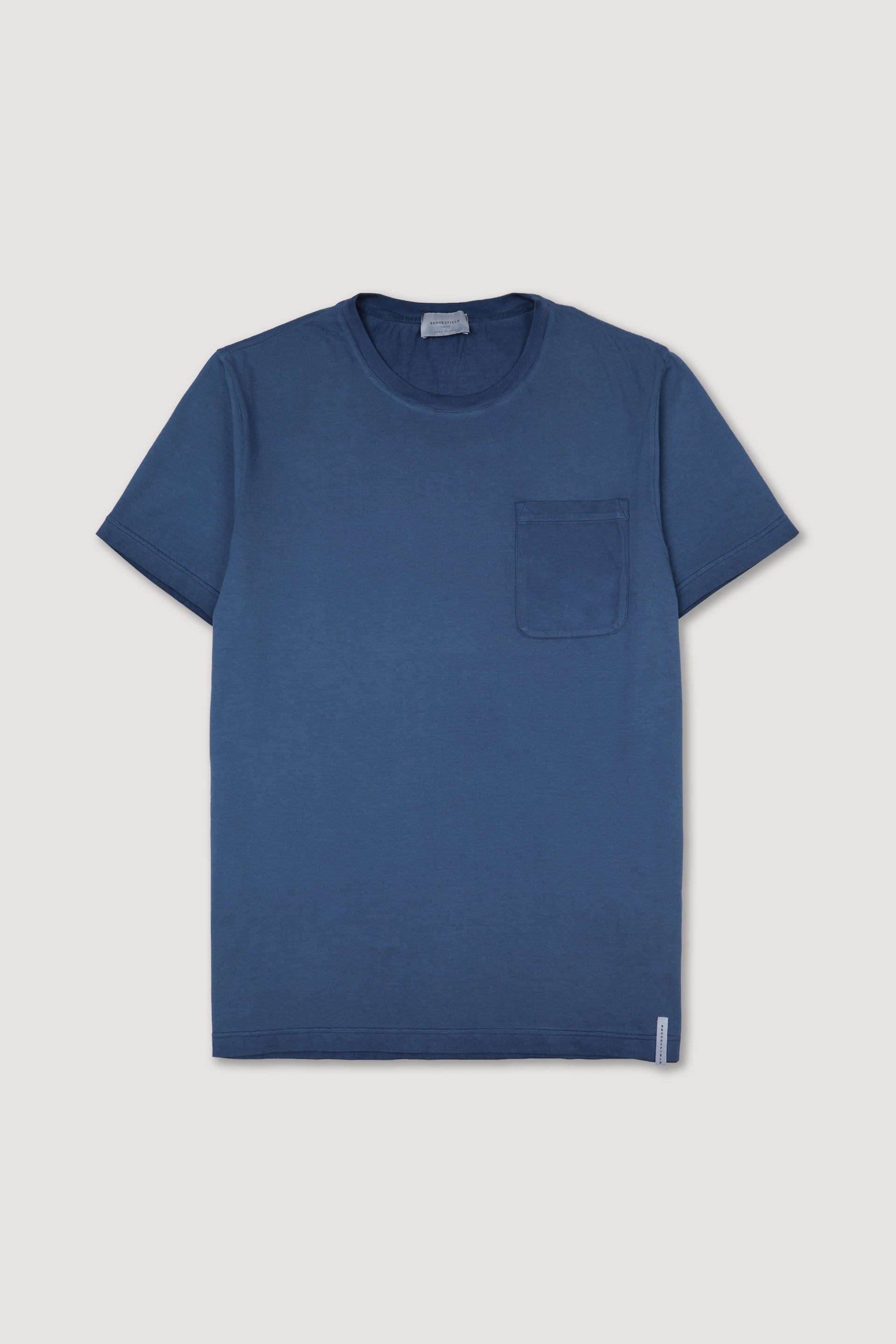 T-shirt in jersey di cotone con taschino - Blue