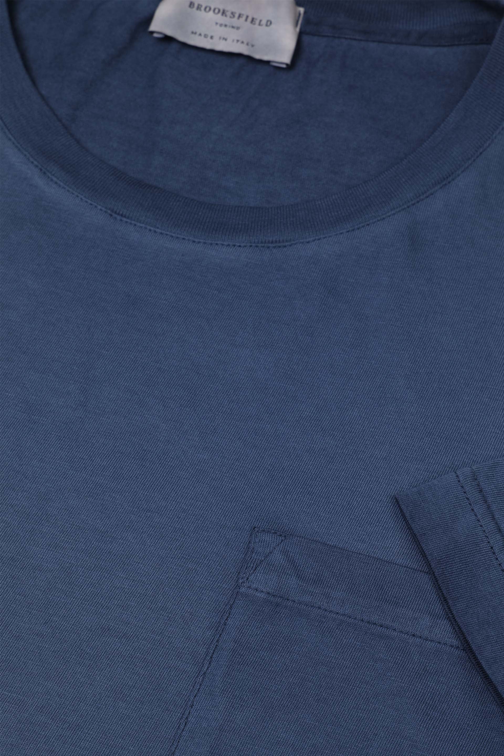 T-shirt in jersey di cotone con taschino - Blue