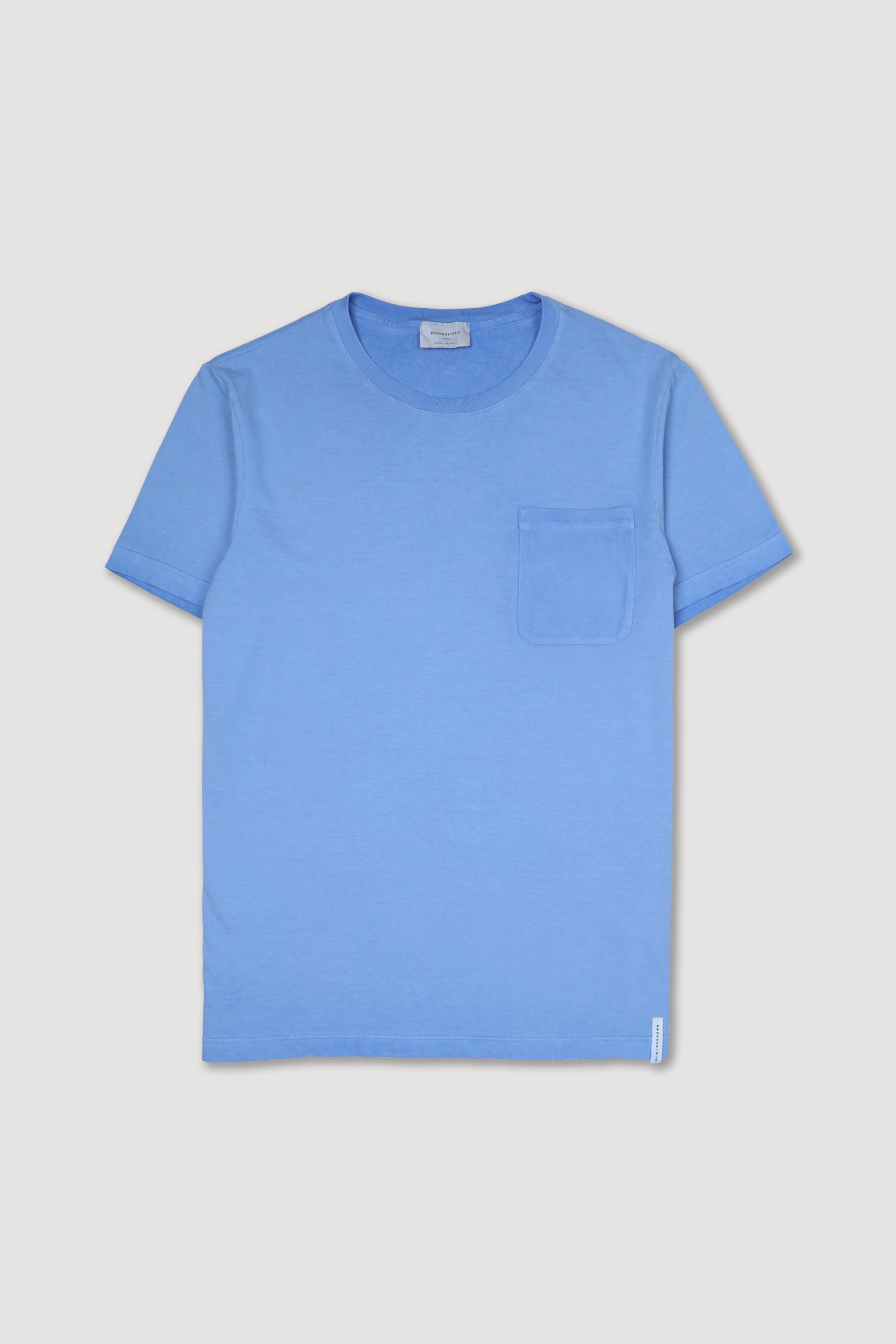 T-shirt in jersey di cotone con taschino. Azzurro - Ultramarine