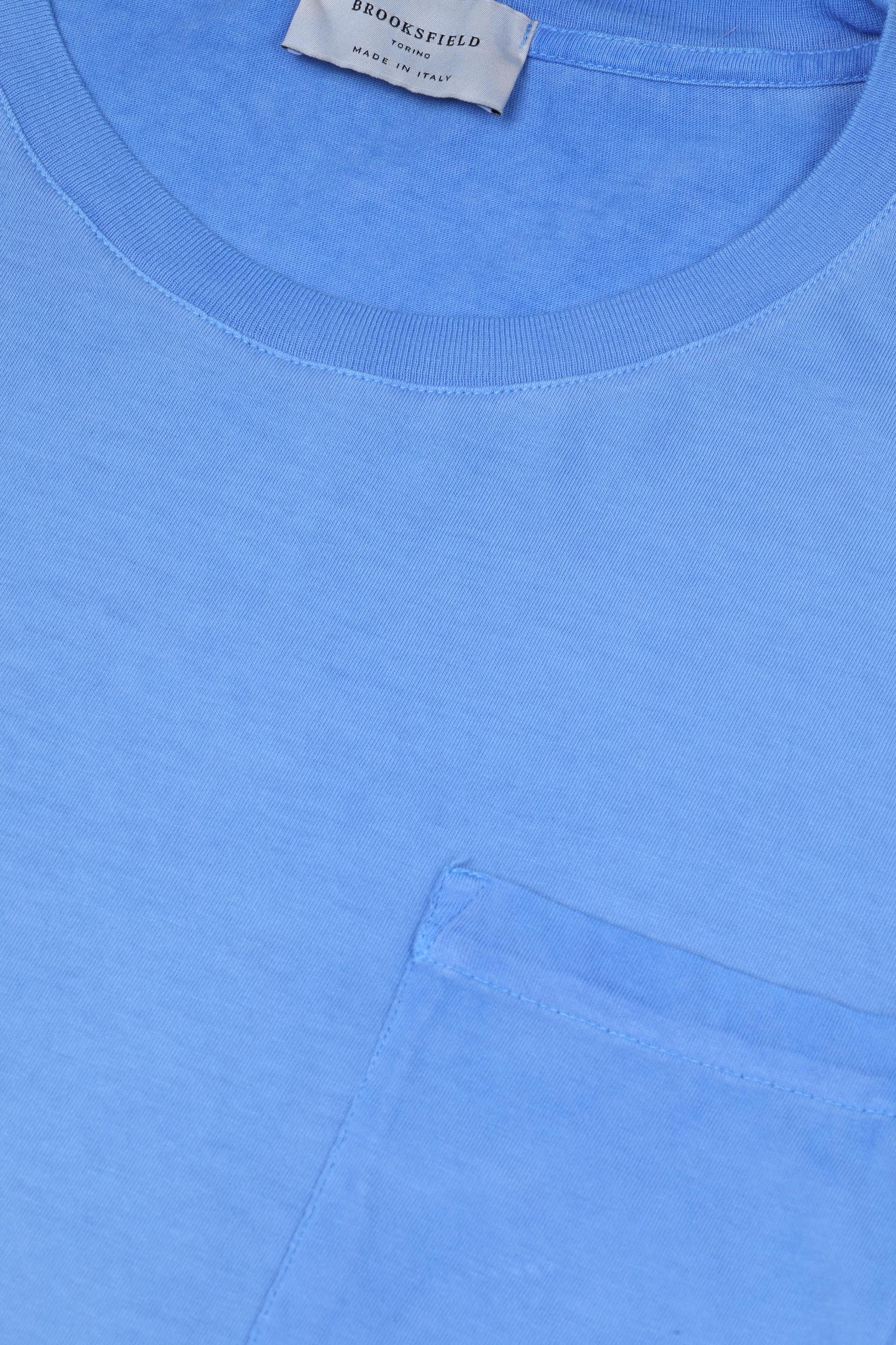 T-shirt in jersey di cotone con taschino. Azzurro - Ultramarine