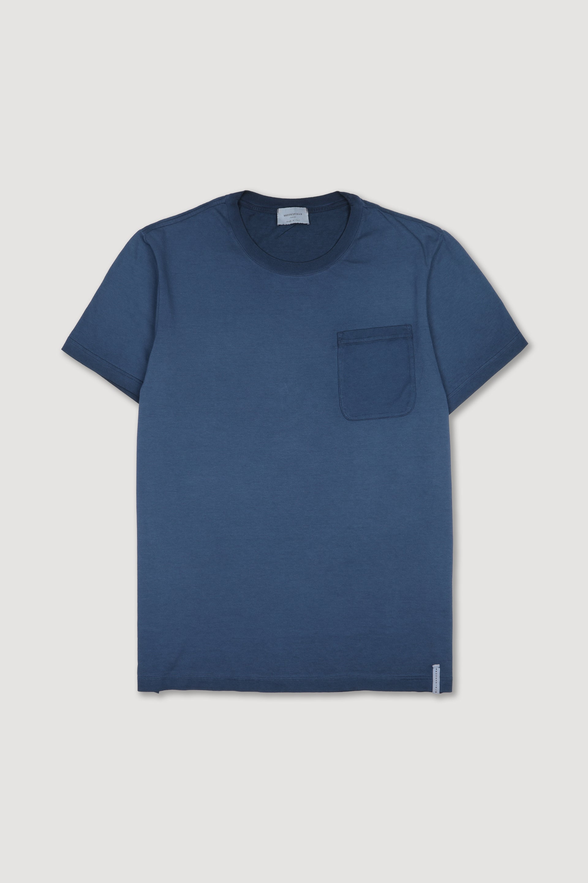 T-shirt in jersey di cotone con taschino. Blu - Navy