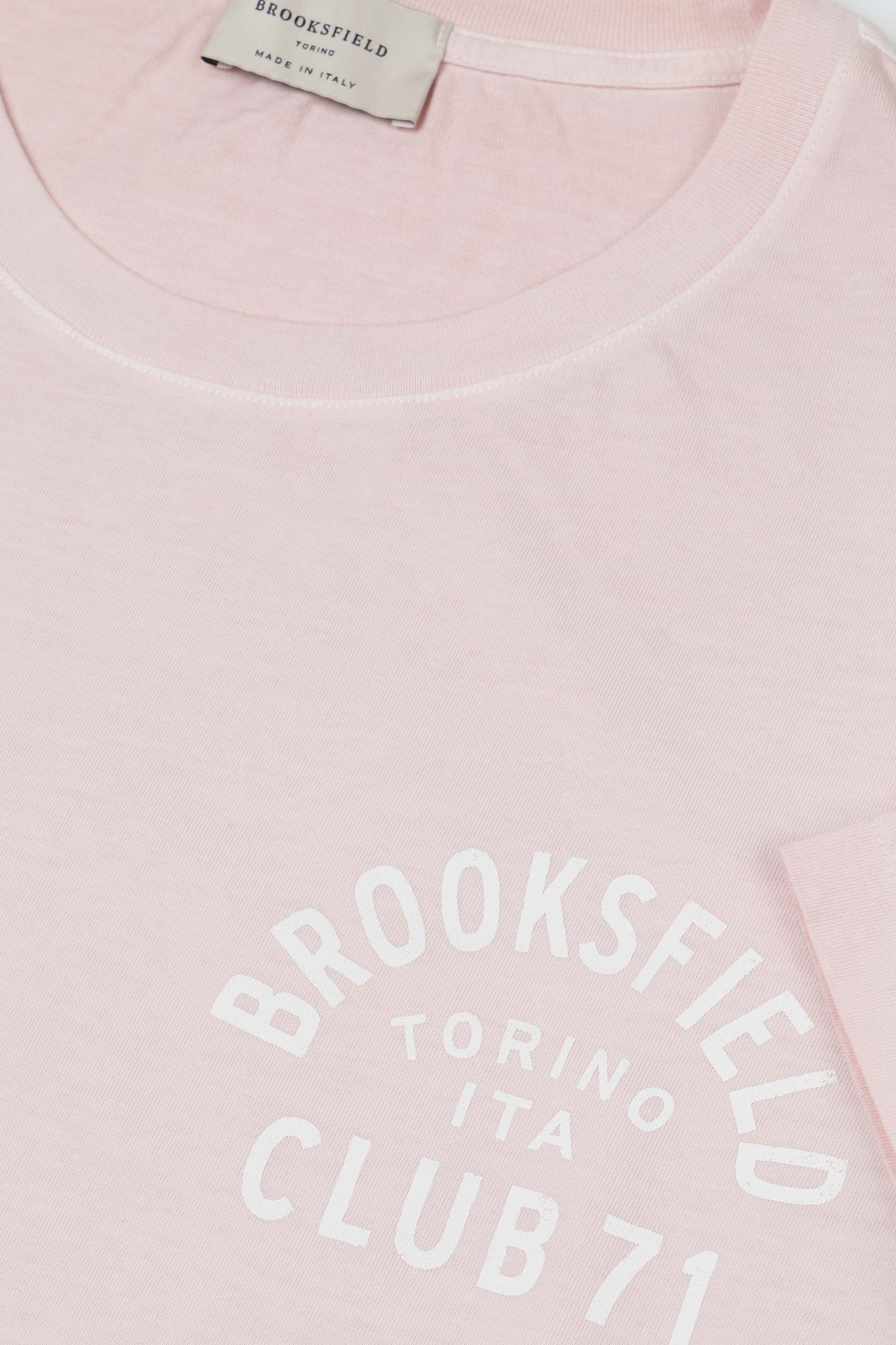 T-shirt in jersey di cotone con stampa al cuore. Rosa - Begonia
