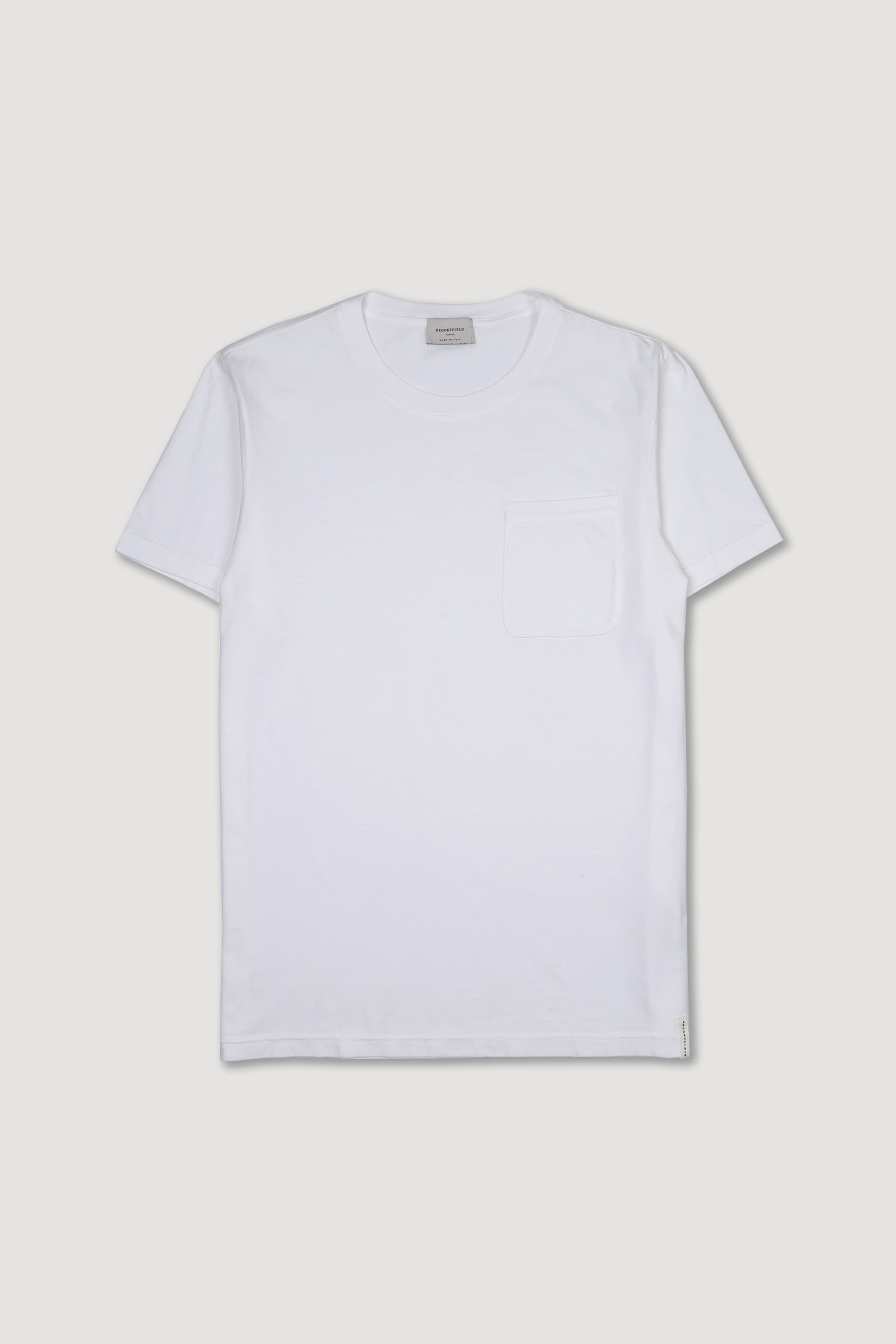 T-shirt in jersey di cotone con taschino - Off white