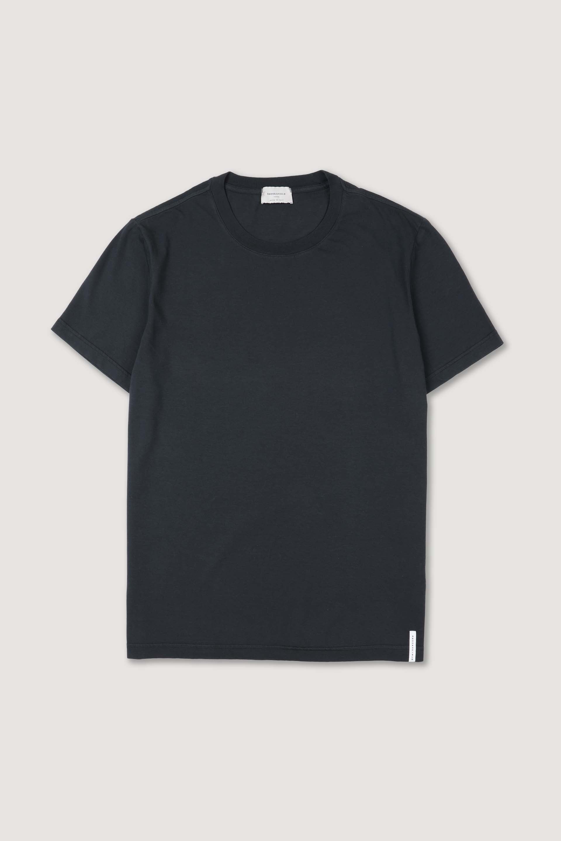 T-shirt in jersey di cotone con taschino - Nero scarico