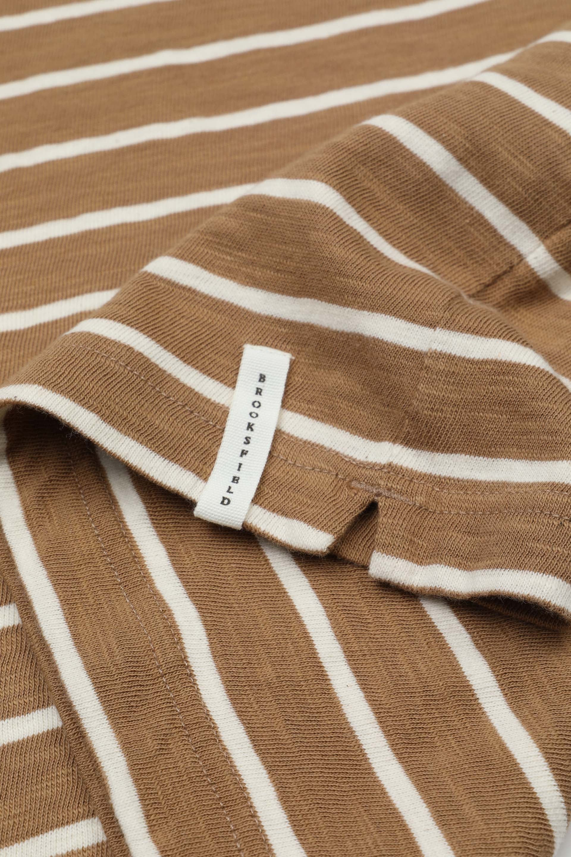 T-shirt rigata in jersey di cotone fiammato. Marrone - Honey/latte