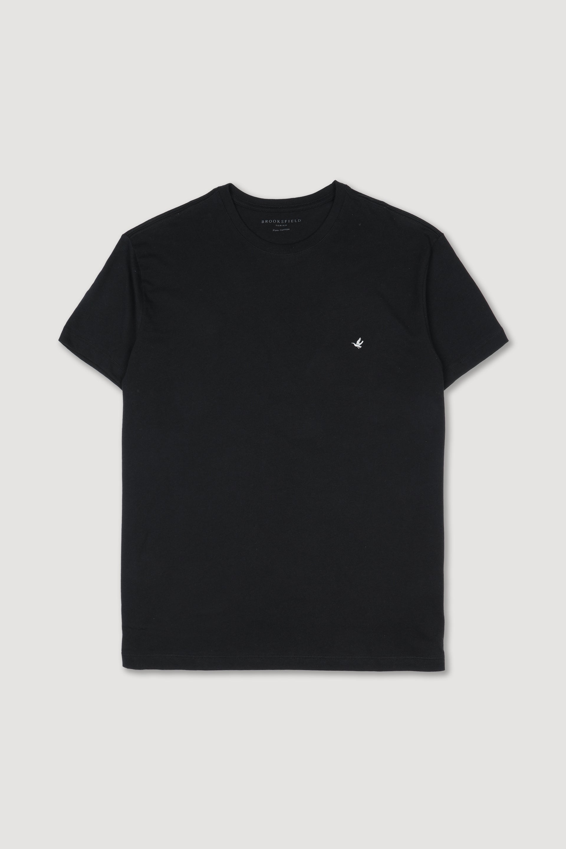T-shirt in jersey di cotone, logo ricamato al cuore. Nero - Black